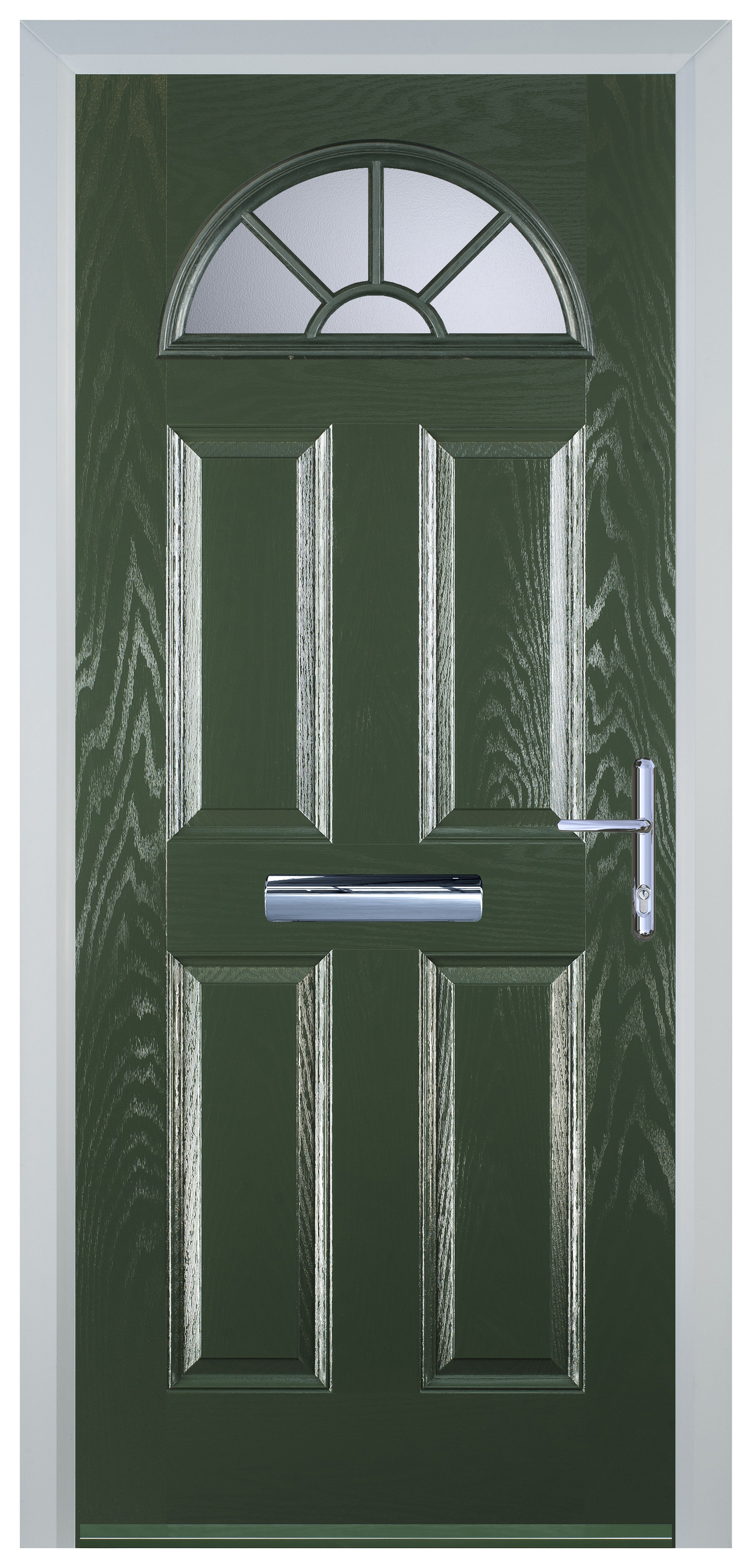 Door-Stop 4 Panel Sunburst Green Left Hand GRP Composite Door - 2100mm