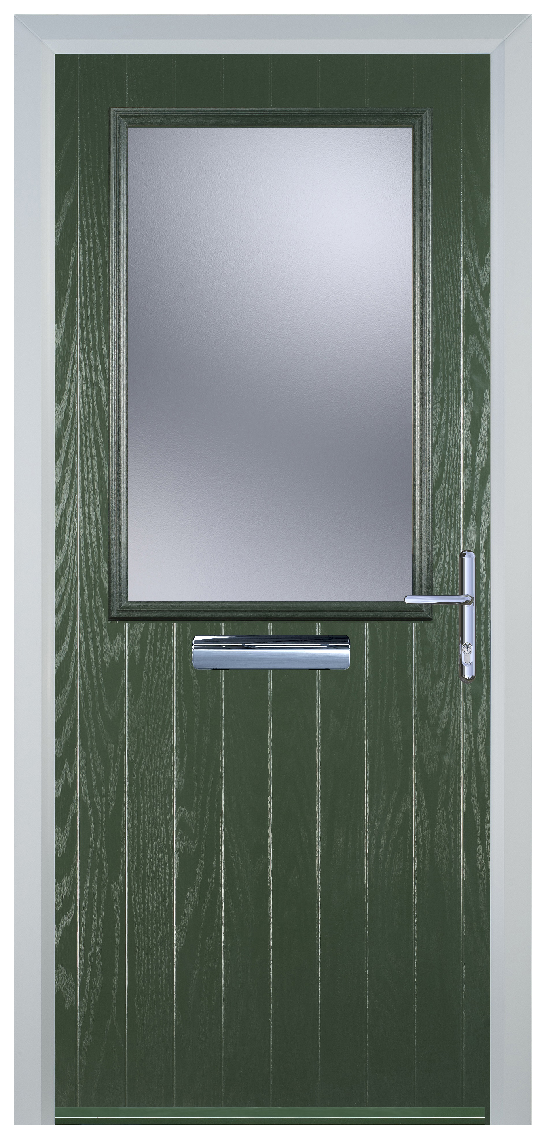 Door-Stop Cottage Half Glazed Green Left Hand Composite Door - 2100mm