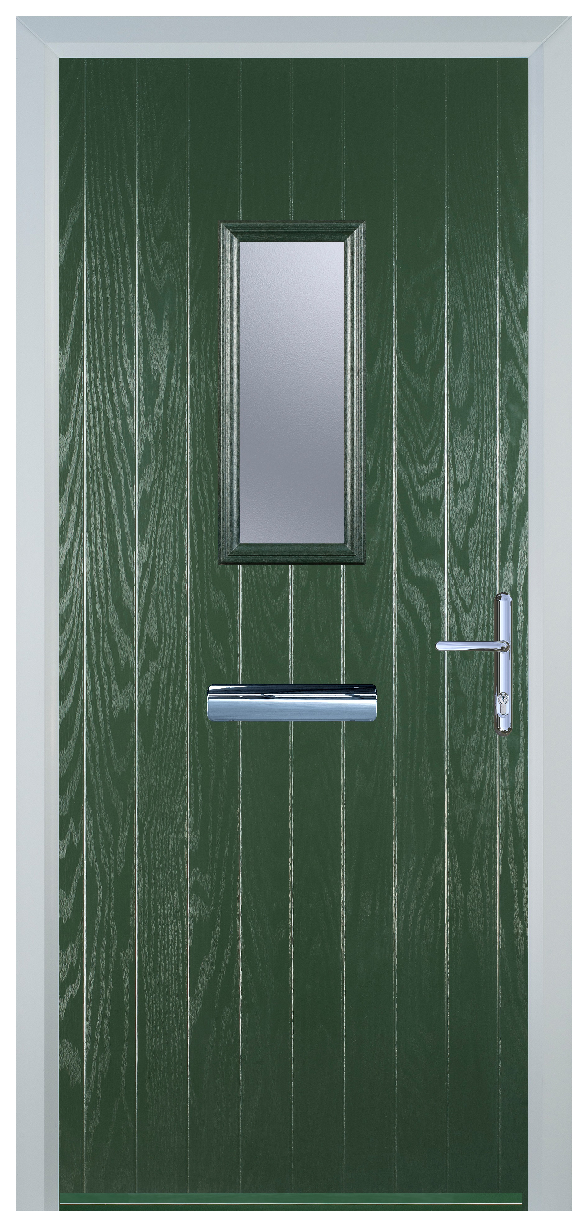 Door-Stop 1 Square Green Left Hand GRP Composite Door - 920 x 2100mm