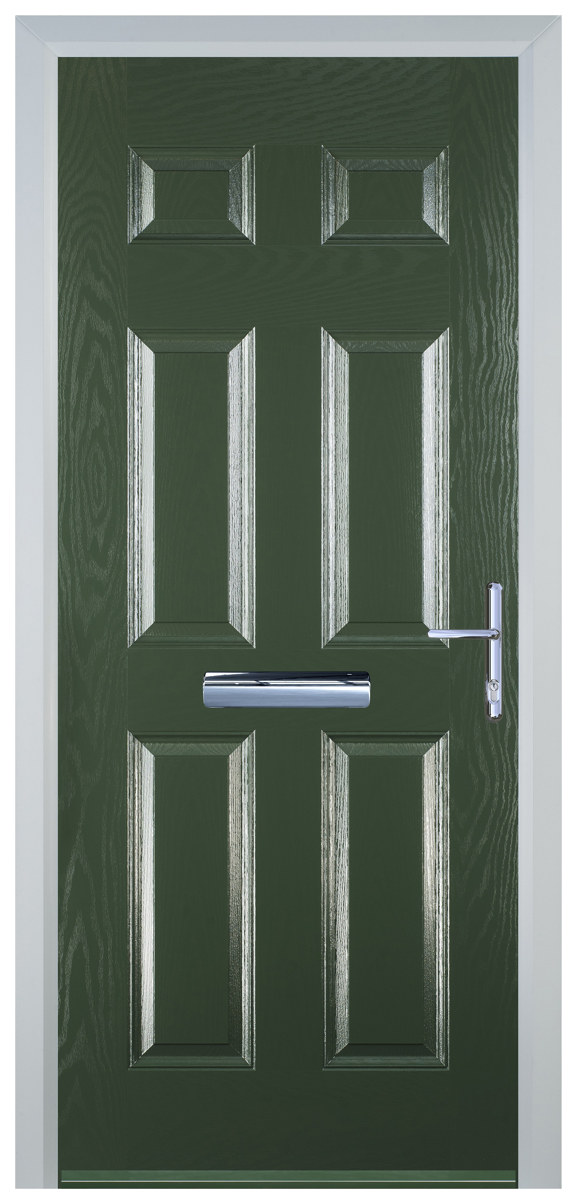 Door-Stop 6 Panel Green Left Hand GRP Composite Door - 2100mm