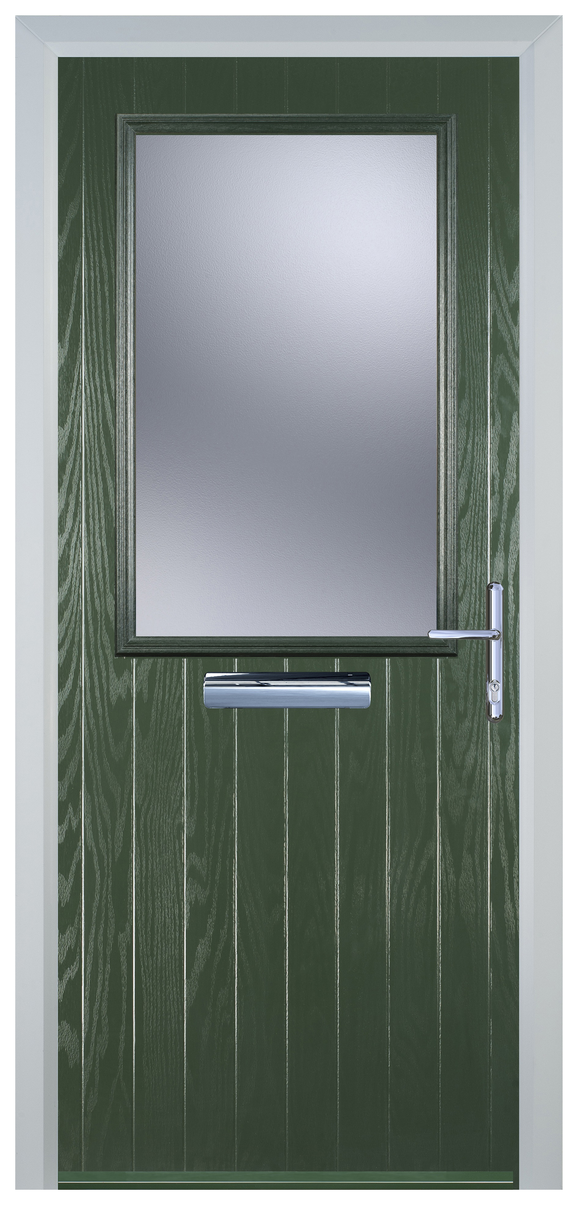 Door-stop Cottage Half Glazed Green Left Hand Grp Composite Door - 920 X 2100mm