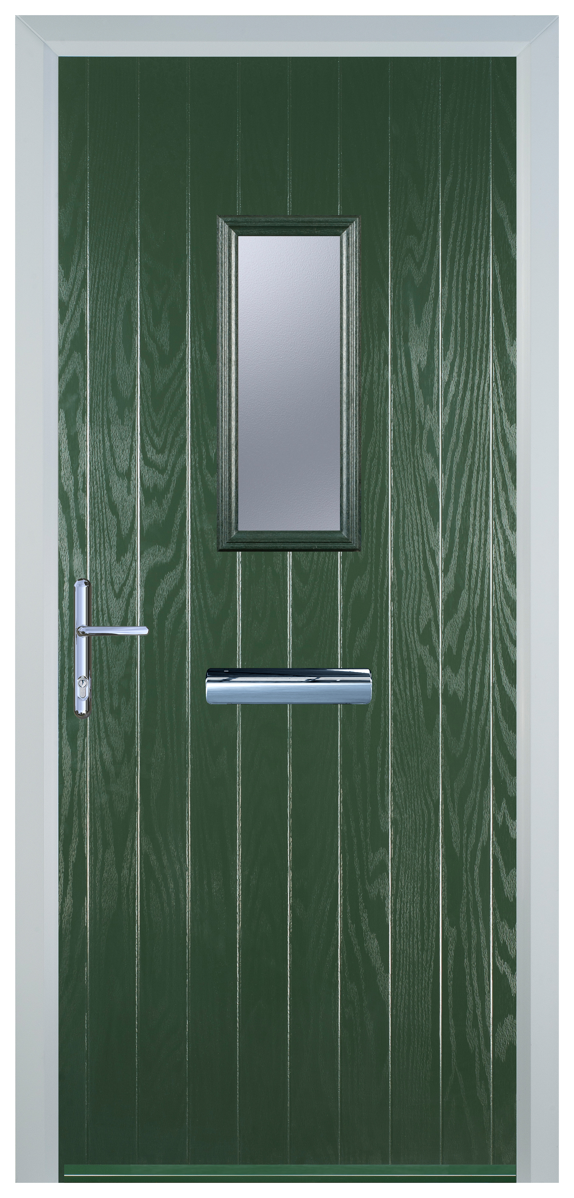 Door-Stop 1 Square Green Right Hand GRP Composite Door - 2100mm