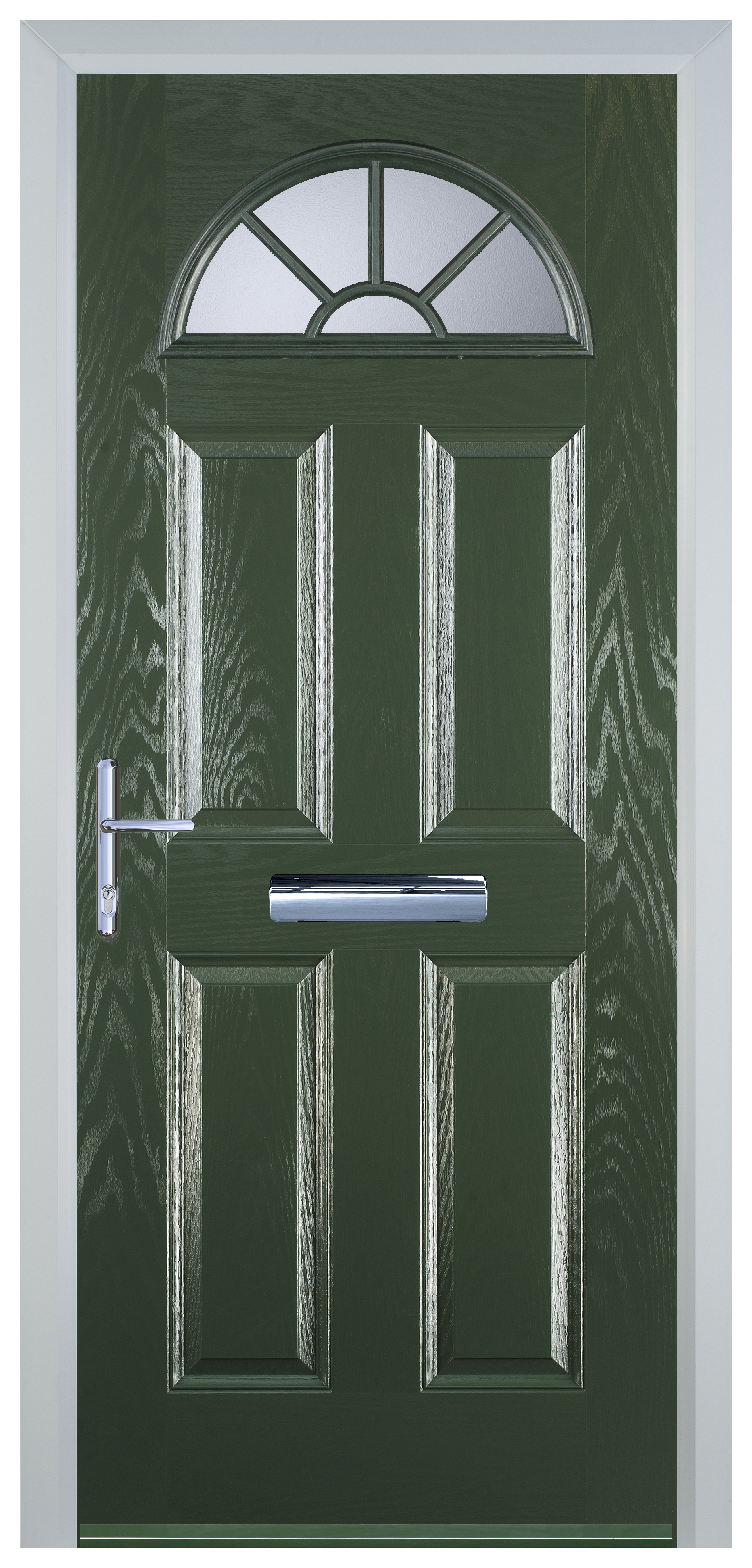 Door-Stop 4 Panel Sunburst Green Right Hand GRP Composite Door - 2100mm