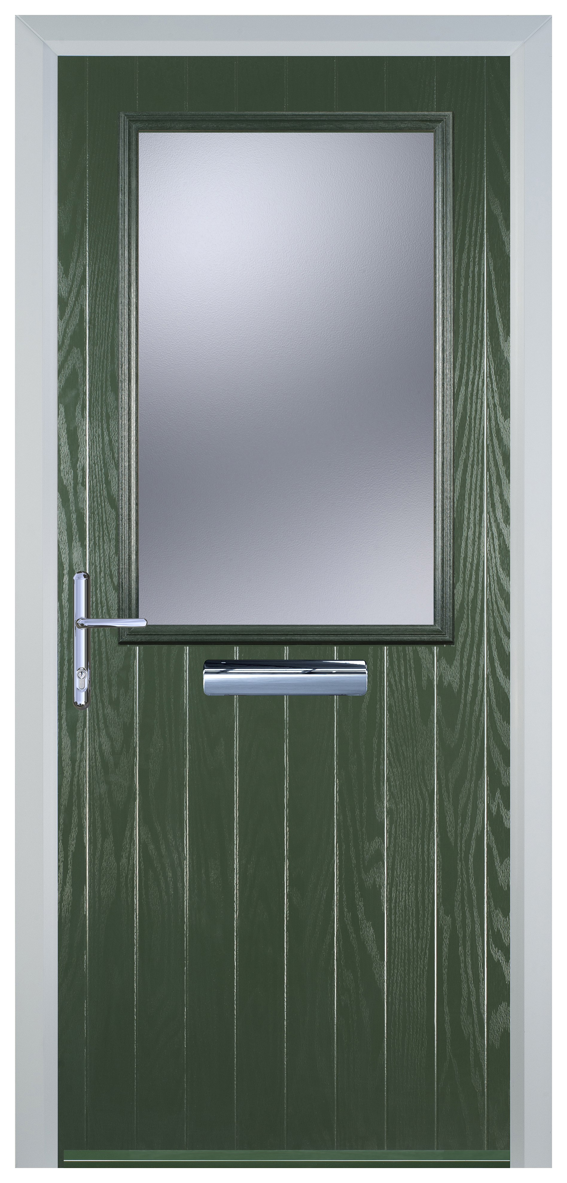 Door-Stop Cottage Half Glazed Green Right Hand Composite Door - 2100mm