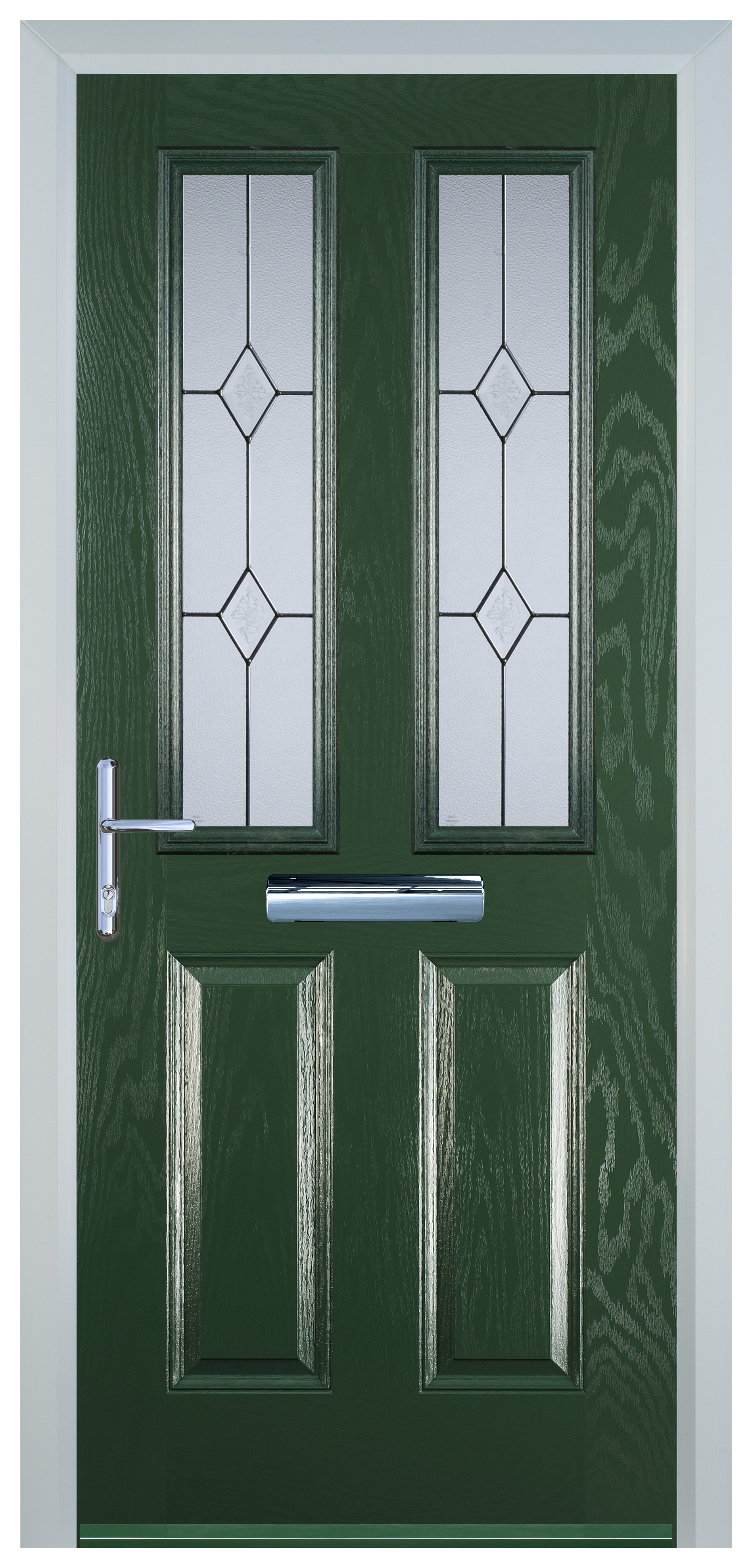 Door-Stop 2 Panel 2 Square Green Right Hand Composite Door - 2100mm