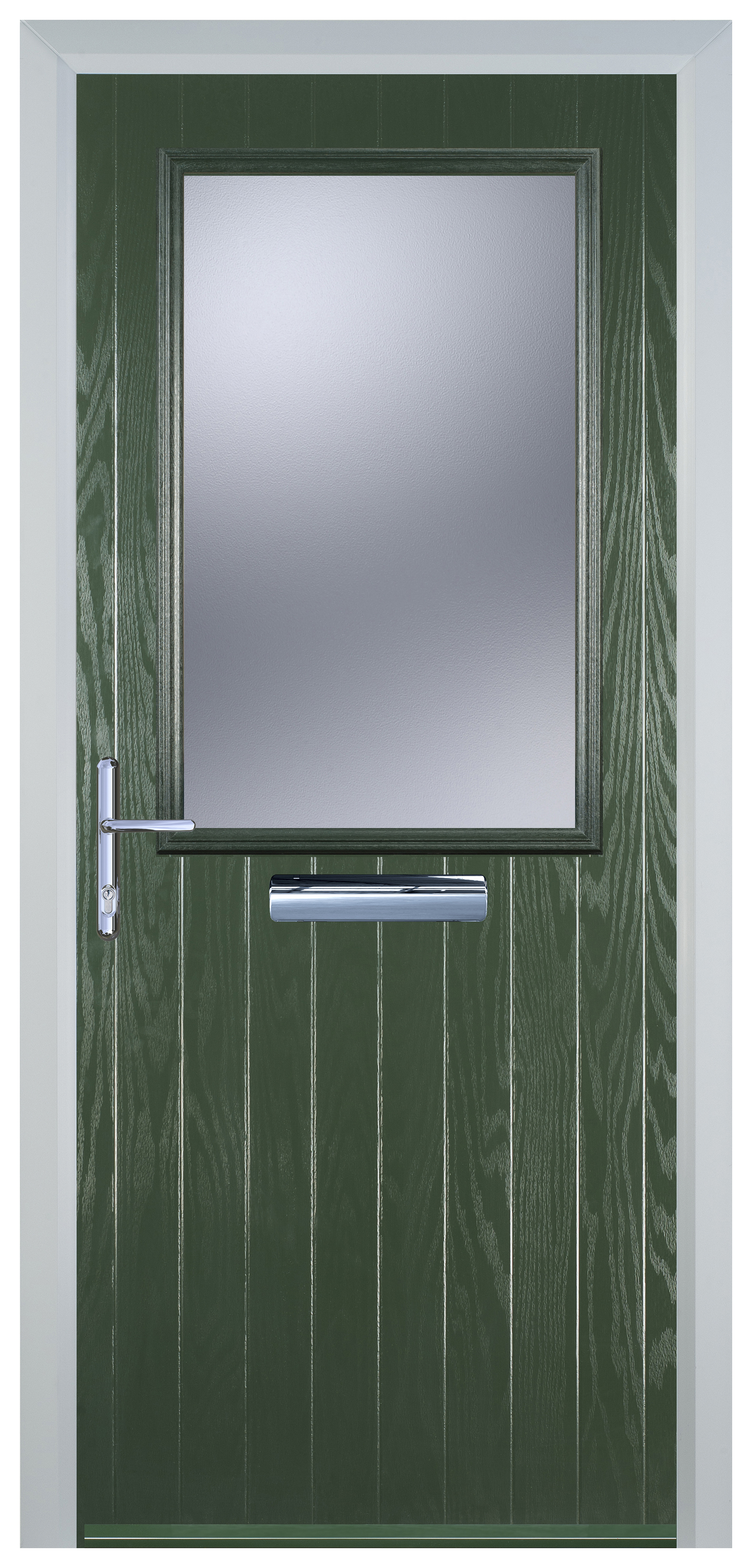 Door-stop Cottage Half Glazed Green Right Hand Grp Composite Door - 920 X 2100mm