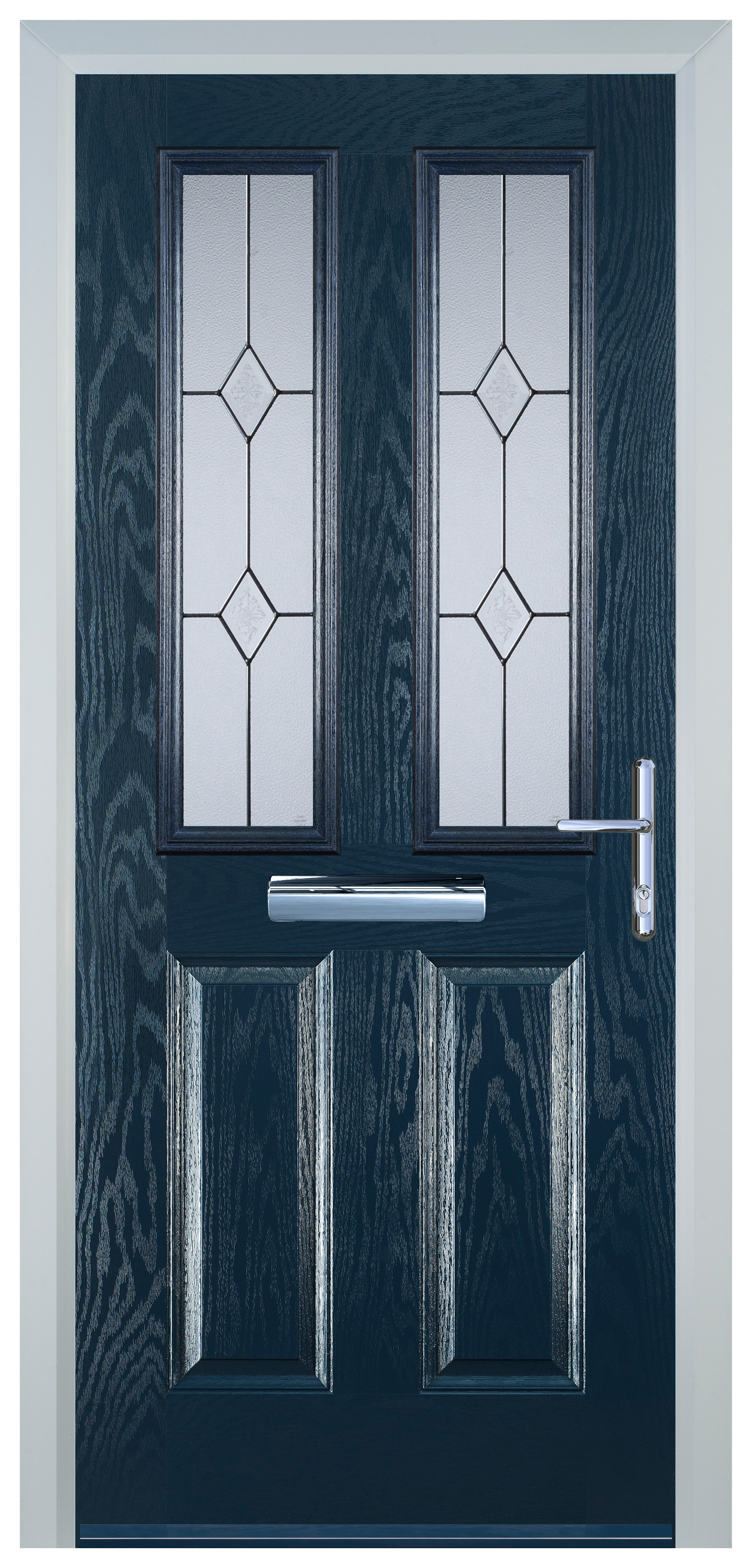 Door-Stop 2 Panel 2 Square Blue Left Hand GRP Composite Door - 2100mm