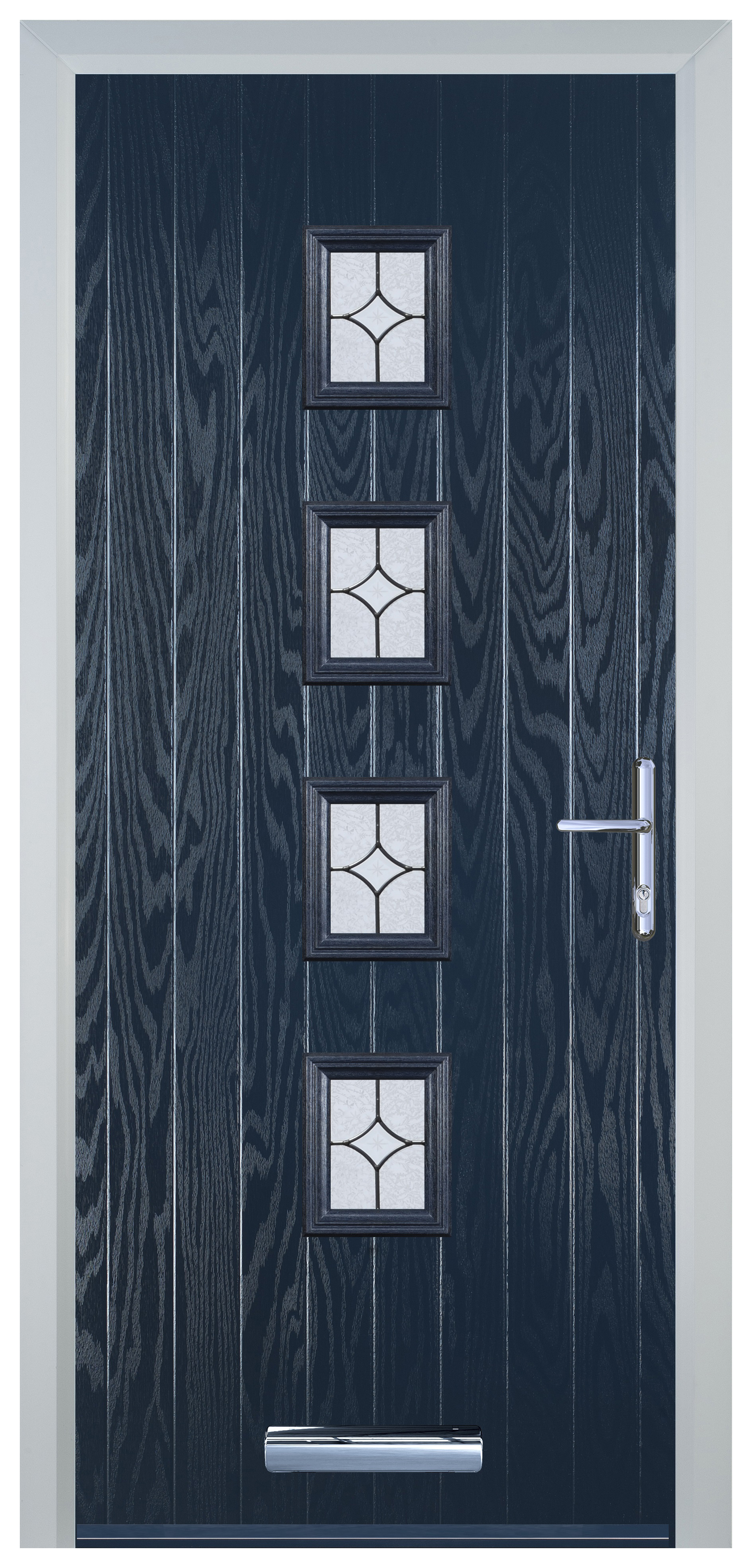 Door-Stop 4 Square Blue Left Hand Composite Door with Flair Glass - 2100mm