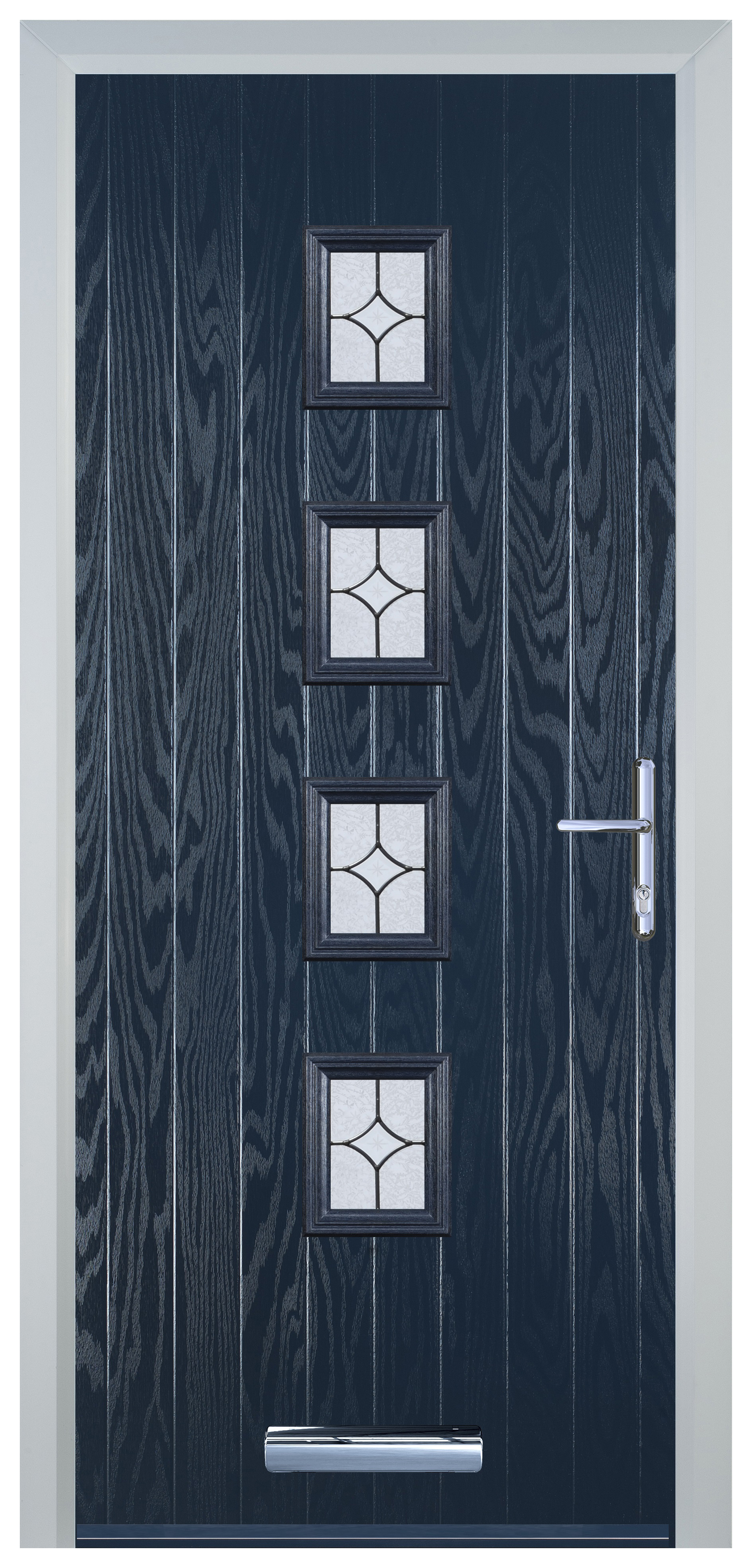 Door-Stop 4 Square Blue Left Hand GRP Composite Door with Flair Glass - 2100mm