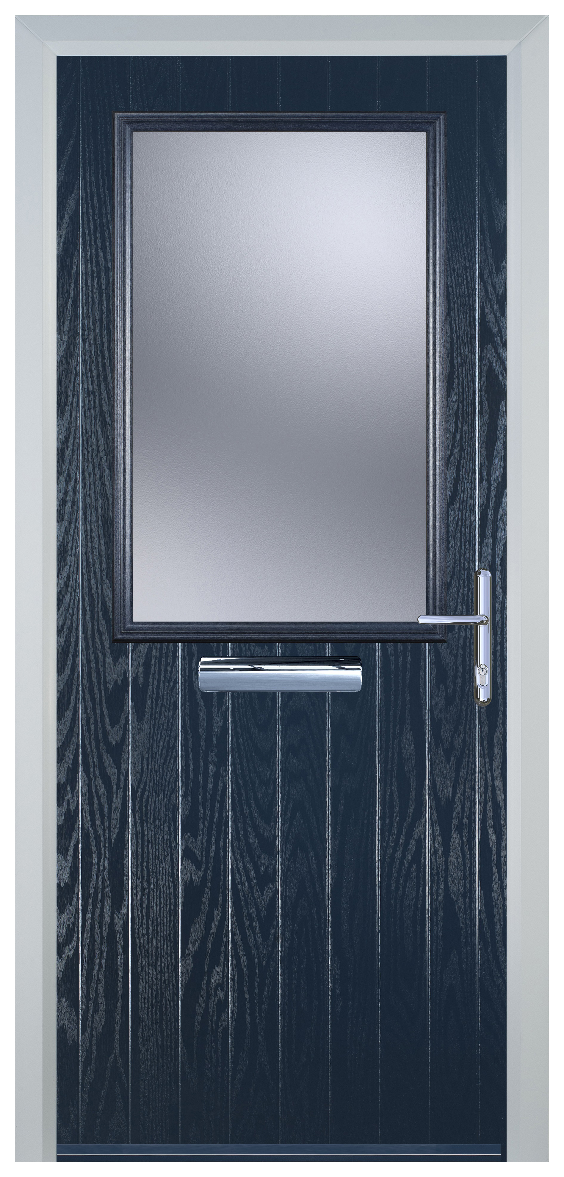 Door-Stop Cottage Half Glazed Blue Left Hand GRP Composite Door - 2100mm