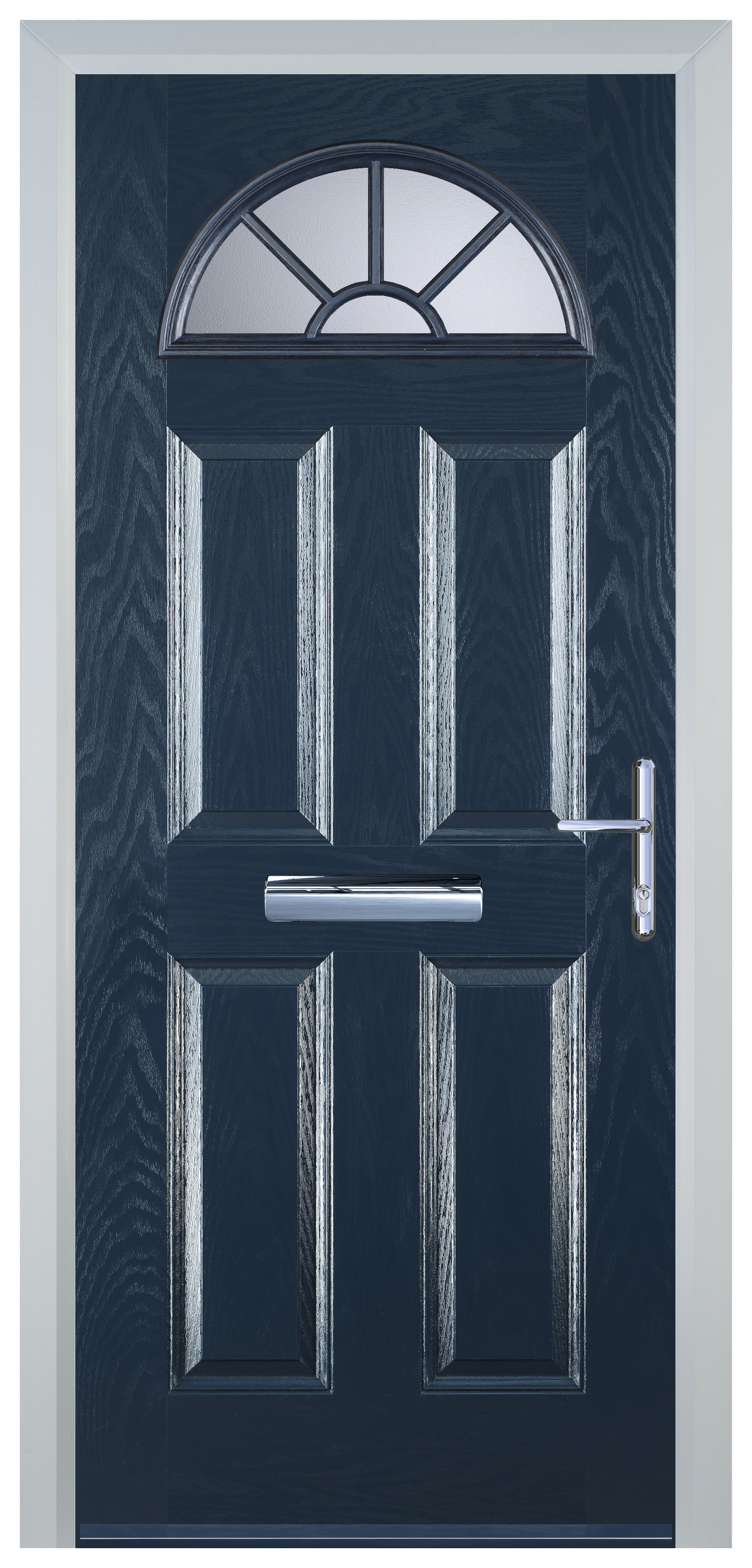 Door-Stop 4 Panel Sunburst Blue Left Hand GRP Composite Door - 920 x 2100mm