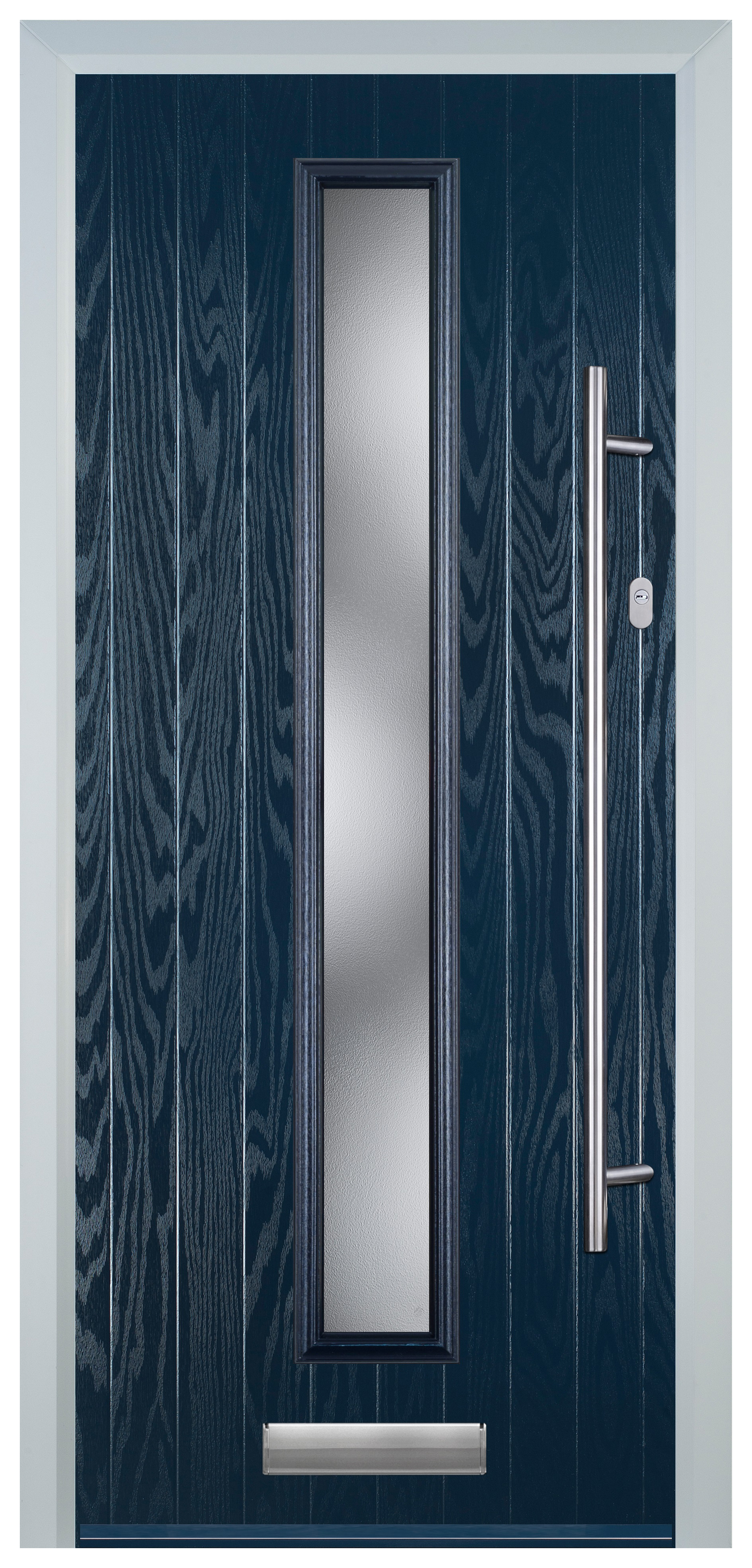 Door-Stop Cottage Blue Left Hand GRP Composite Door with Long Narrow Glazing - 2100mm