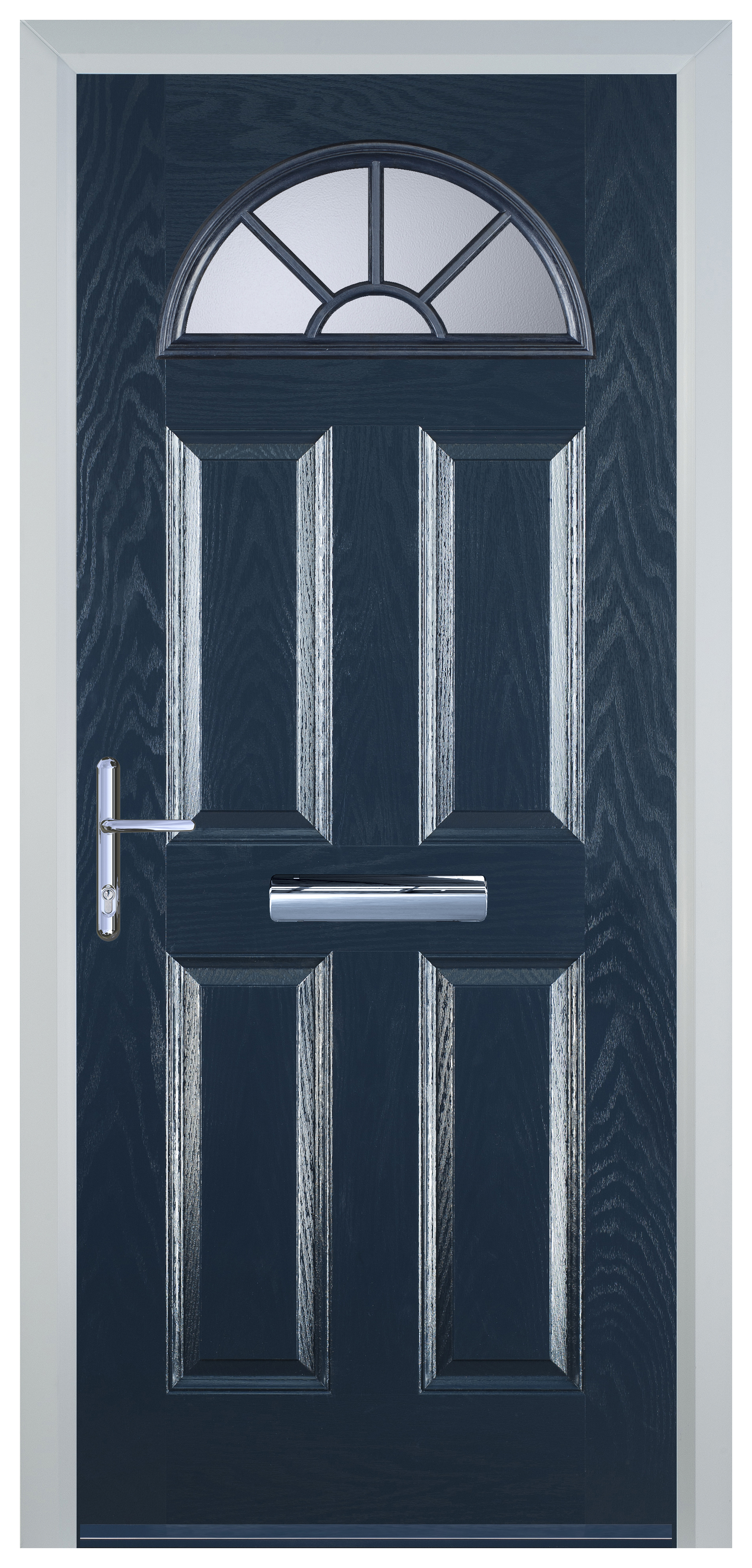 Door-Stop 4 Panel Sunburst Blue Right Hand GRP Composite Door - 2100mm