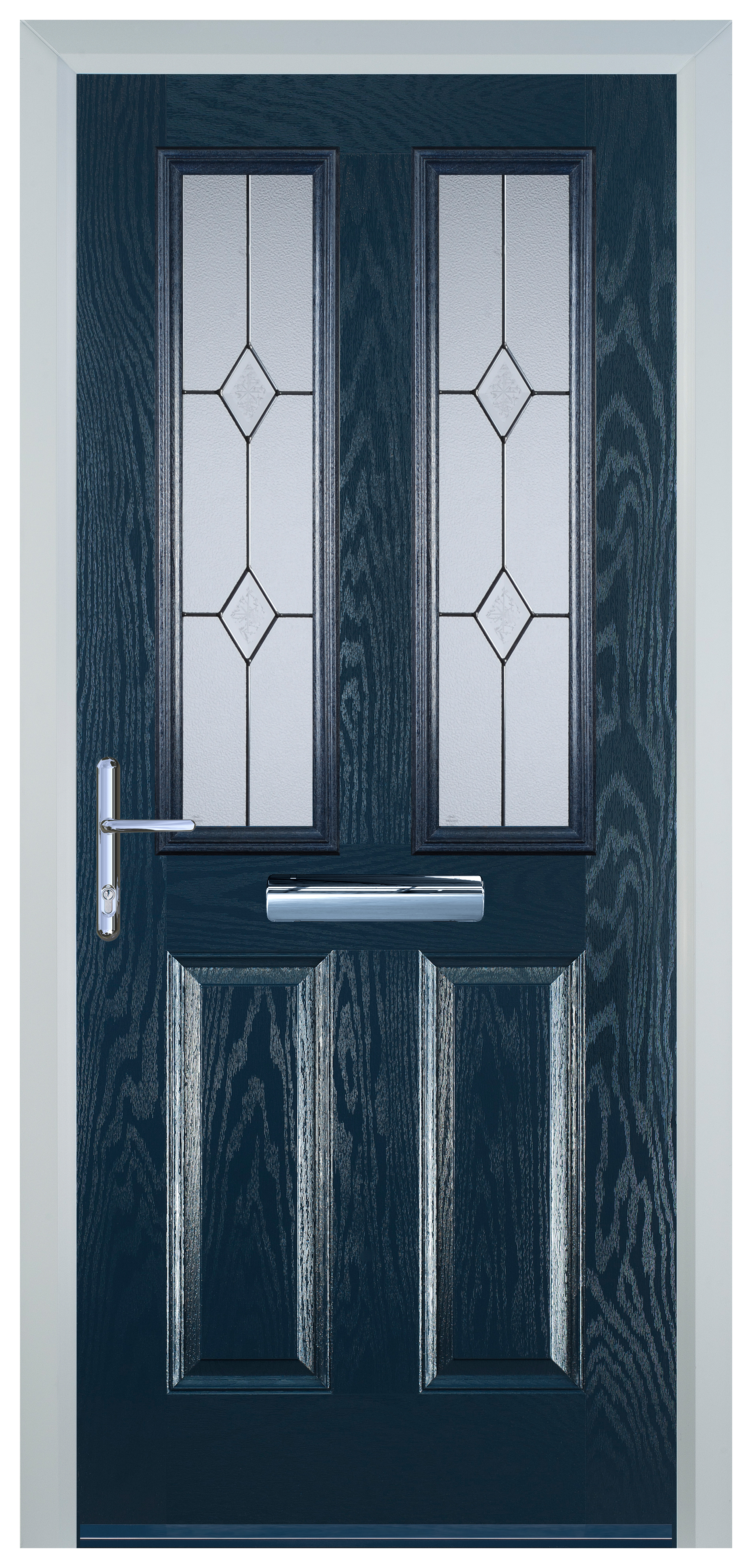 Door-Stop 2 Panel 2 Square Blue Right Hand GRP Composite Door - 2100mm