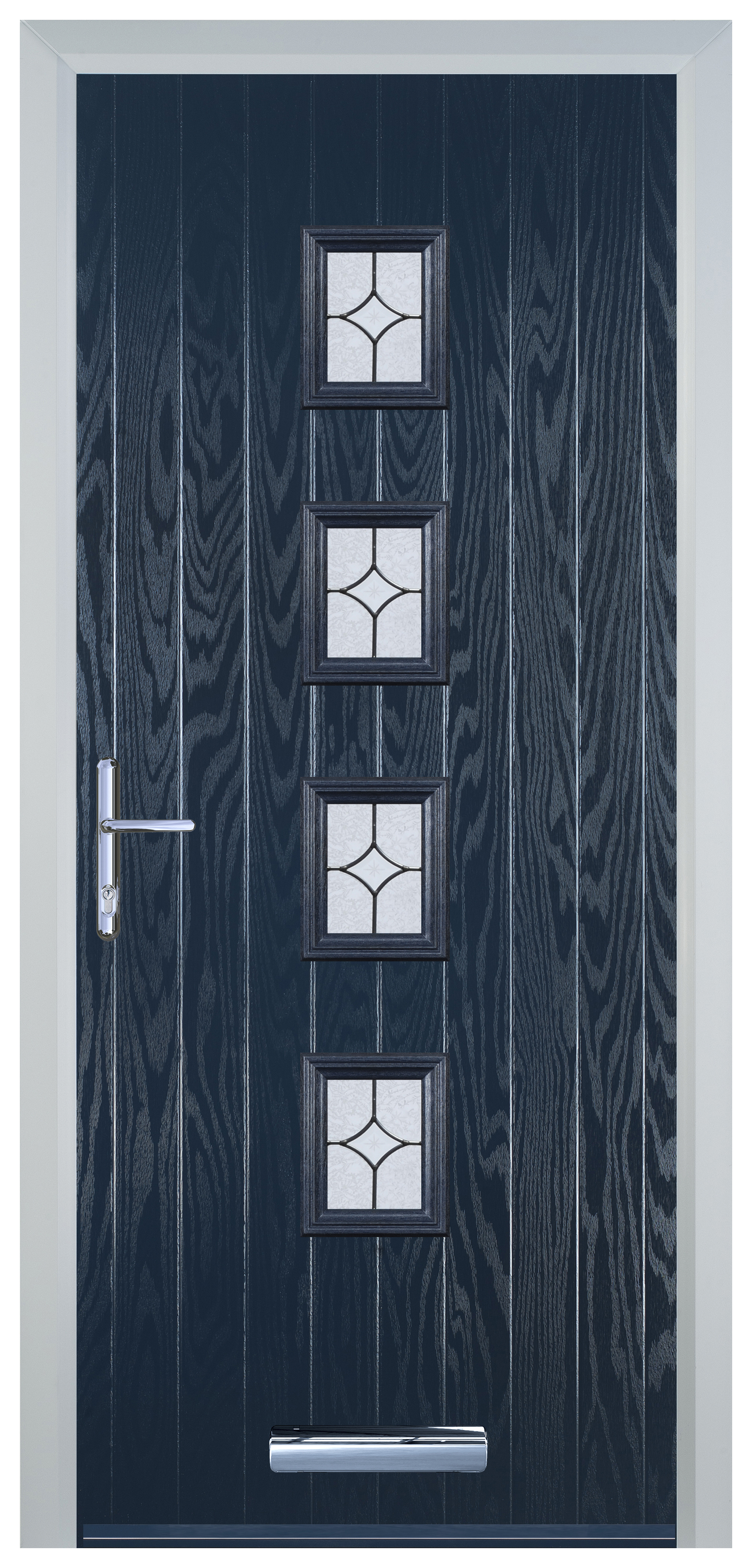 Door-Stop 4 Square Blue Right Hand Composite Door with Flair Glass - 2100mm