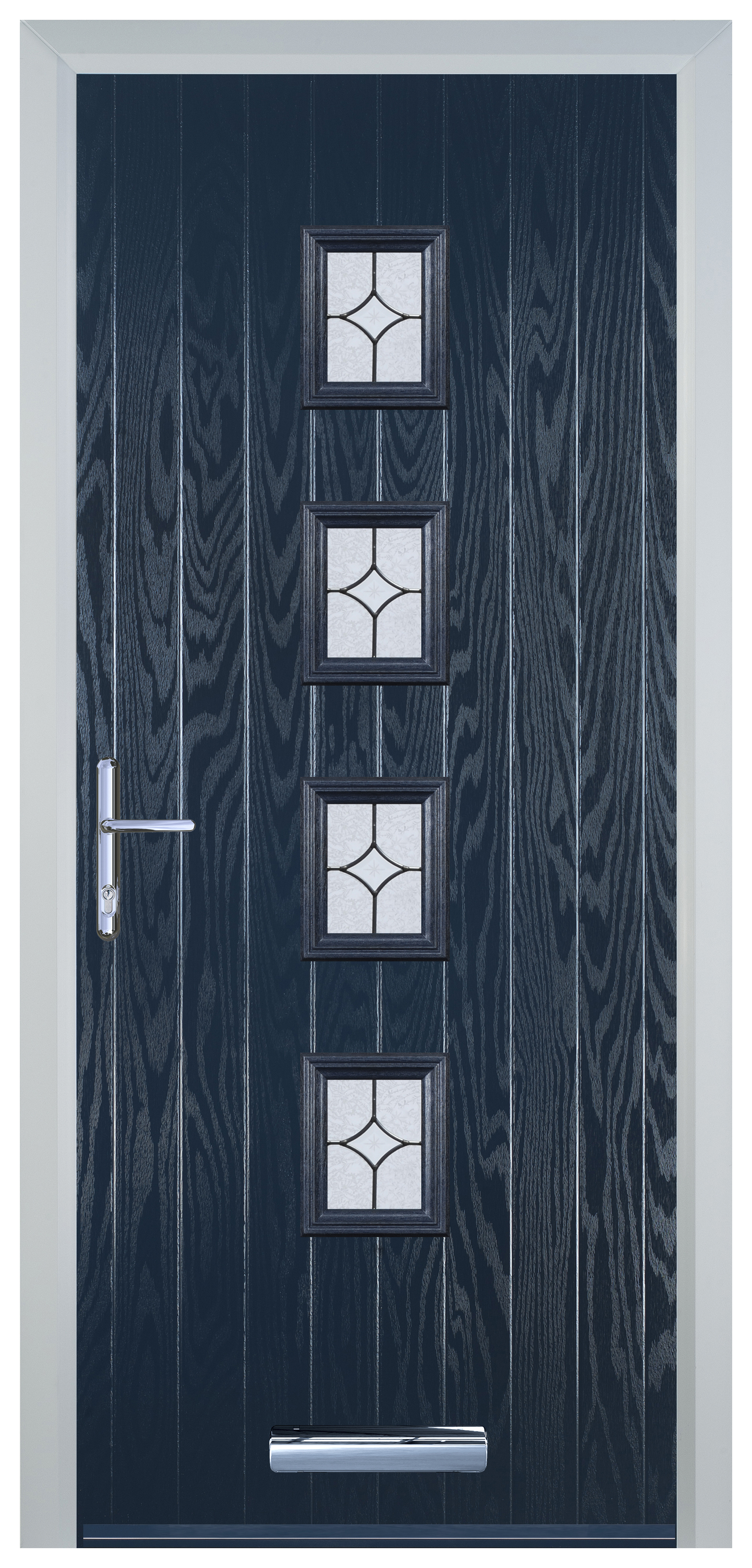 Door-Stop 4 Square Blue Right Hand GRP Composite Door with Flair Glass - 2100mm