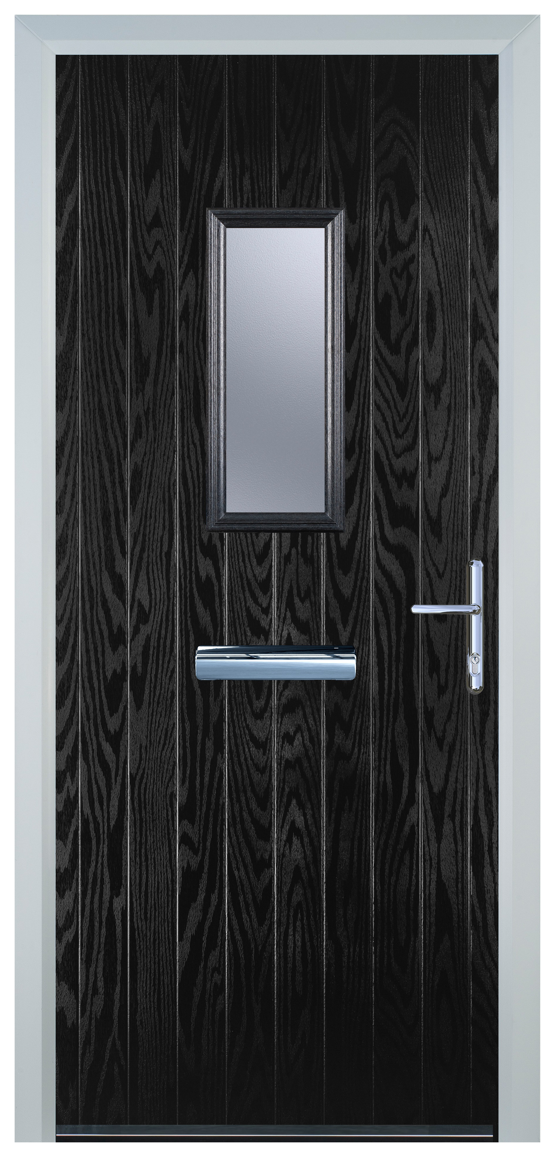 Door-Stop 1 Square Black Left Hand GRP Composite Door - 2100mm