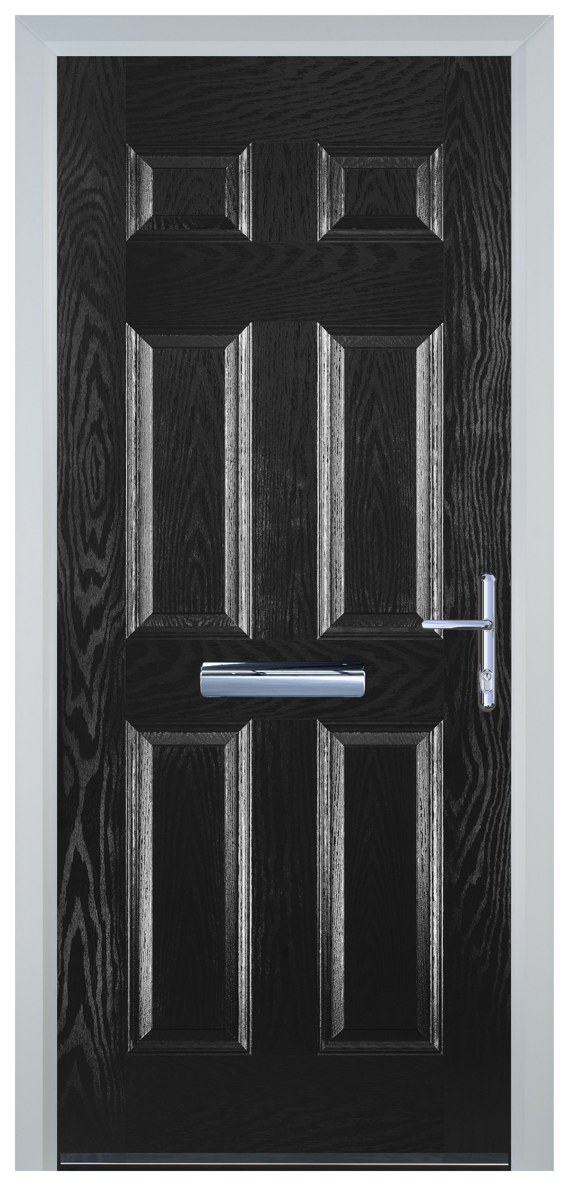 Door-Stop 6 Panel Black Left Hand Composite Door - 2100mm
