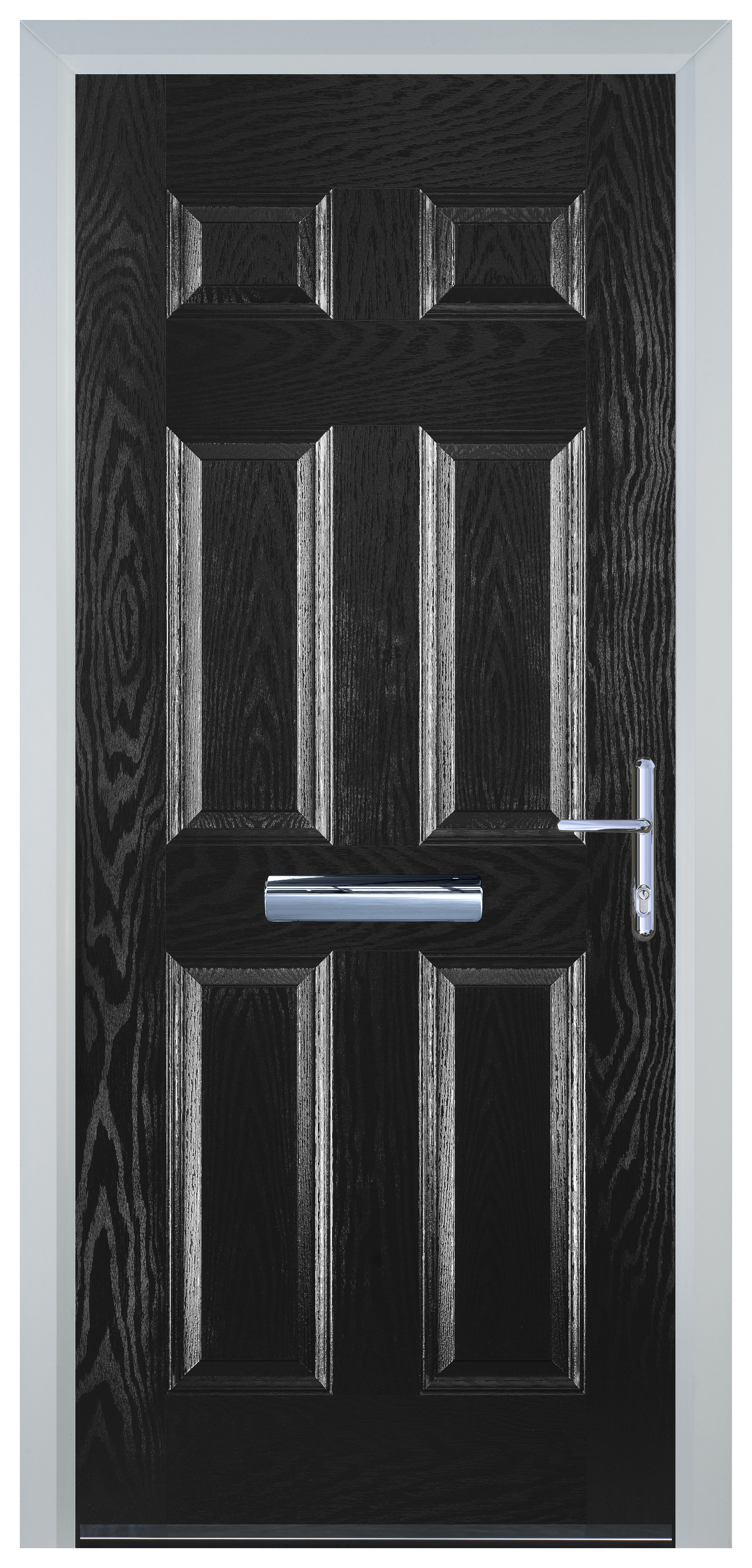 Door-Stop 6 Panel Black Left Hand GRP Composite Door - 920 x 2100mm