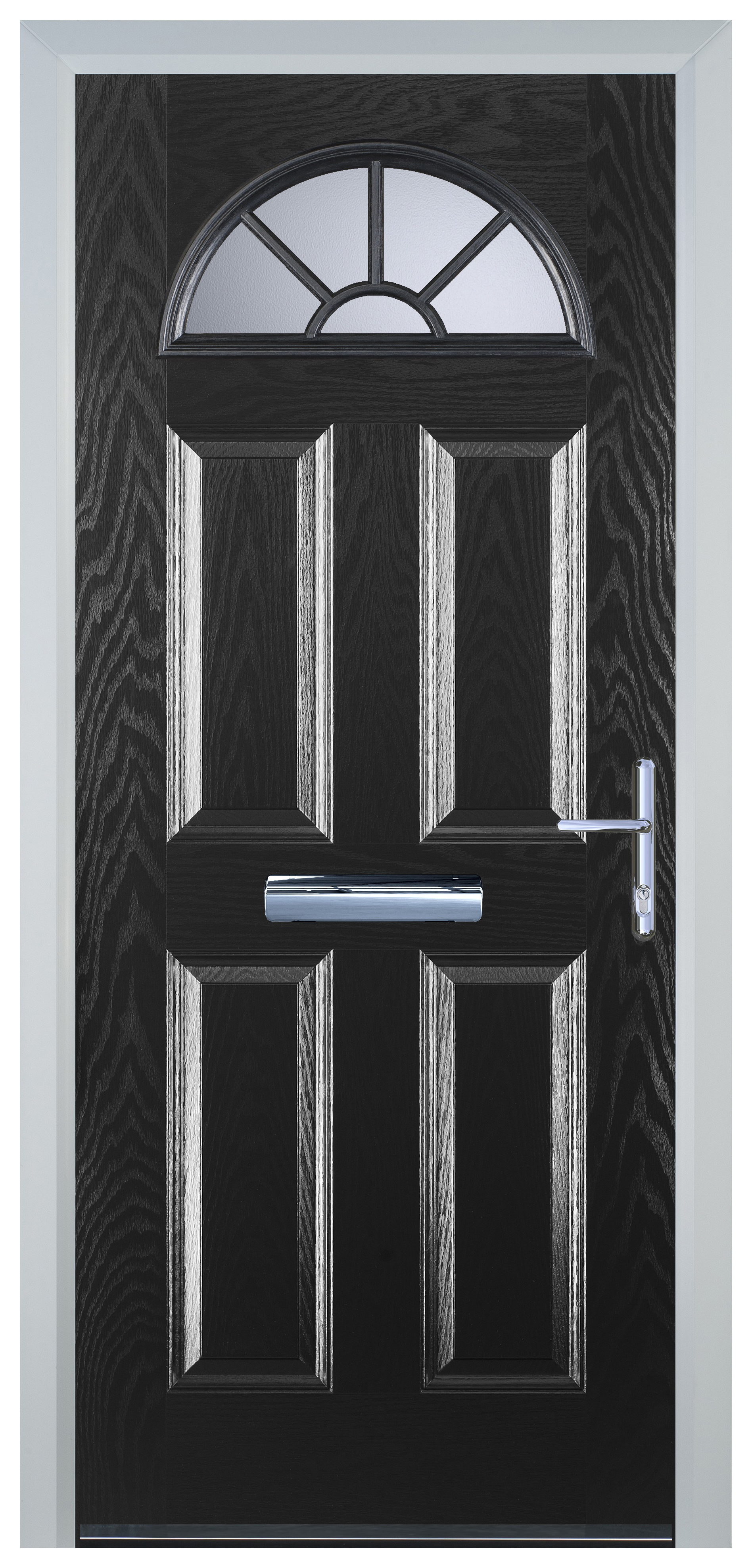 Door-Stop 4 Panel Sunburst Black Left Hand Composite Door - 2100mm