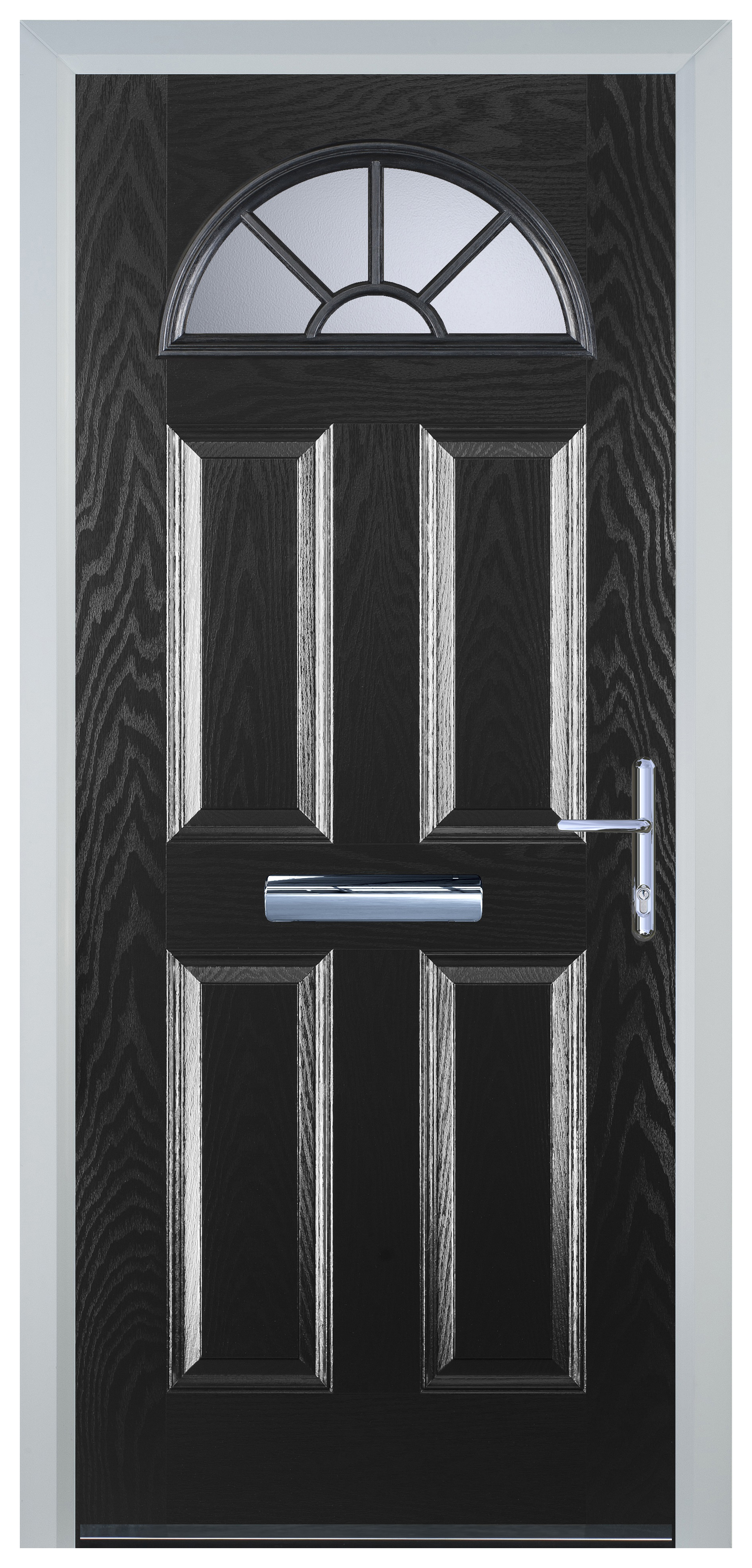 Door-Stop 4 Panel Sunburst Black Left Hand GRP Composite Door - 2100mm