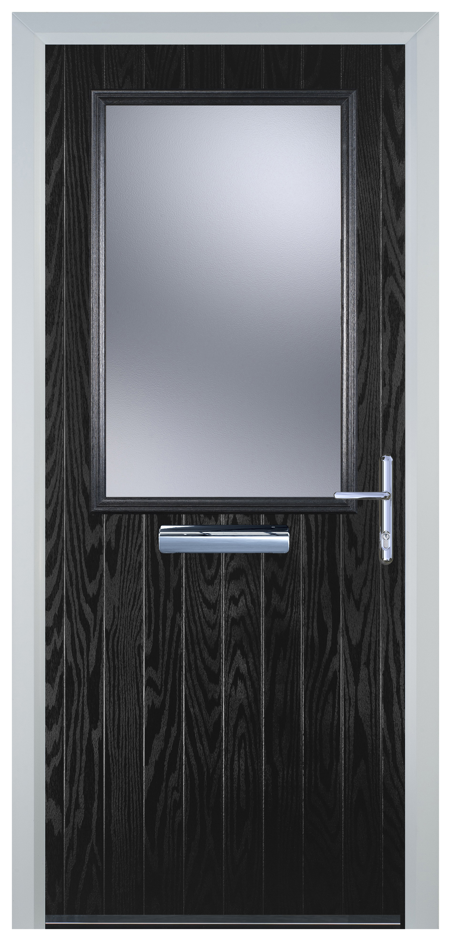 Door-Stop Cottage Half Glazed Black Left Hand GRP Composite Door - 2100mm