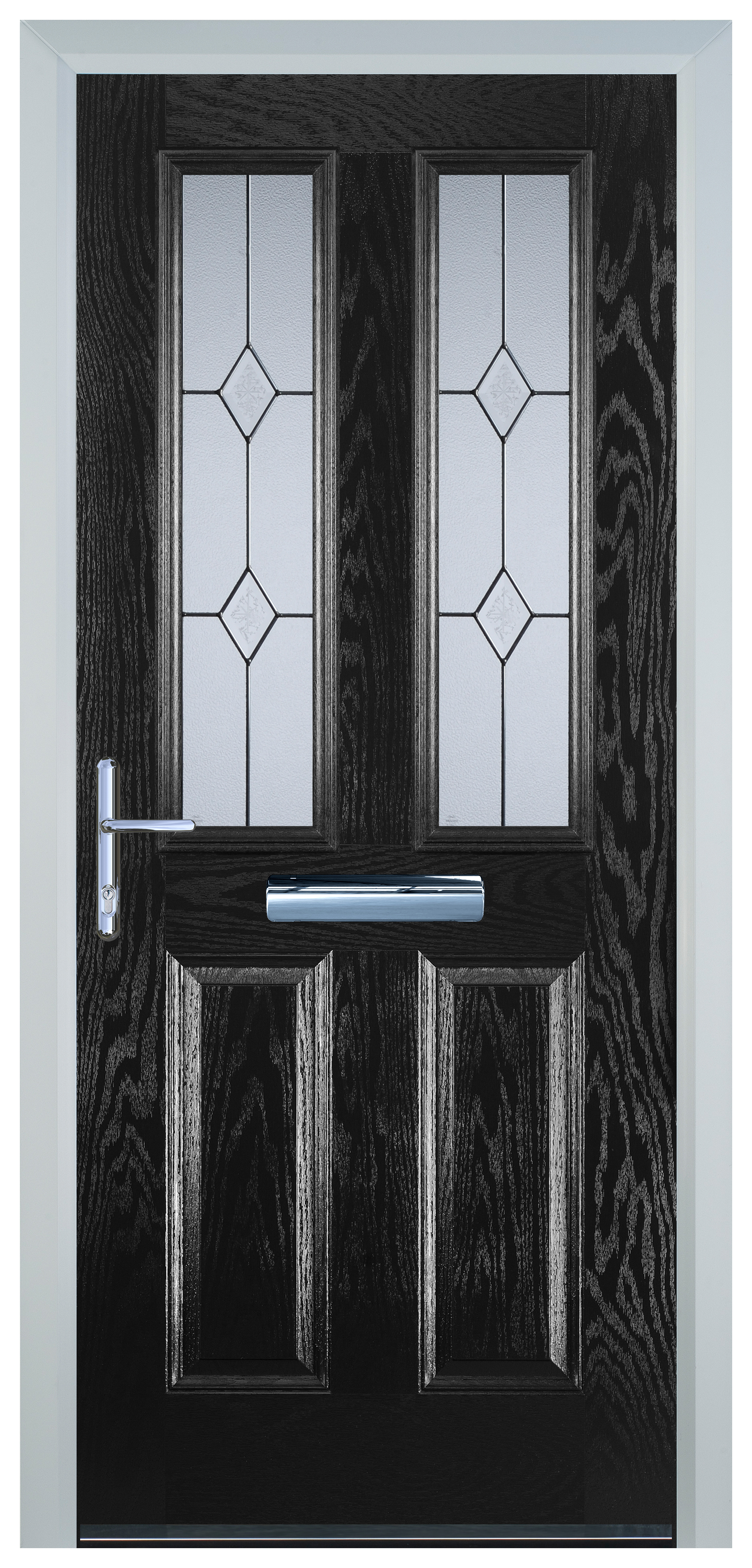 Door-Stop 2 Panel 2 Square Black Right Hand Composite Door - 2100mm