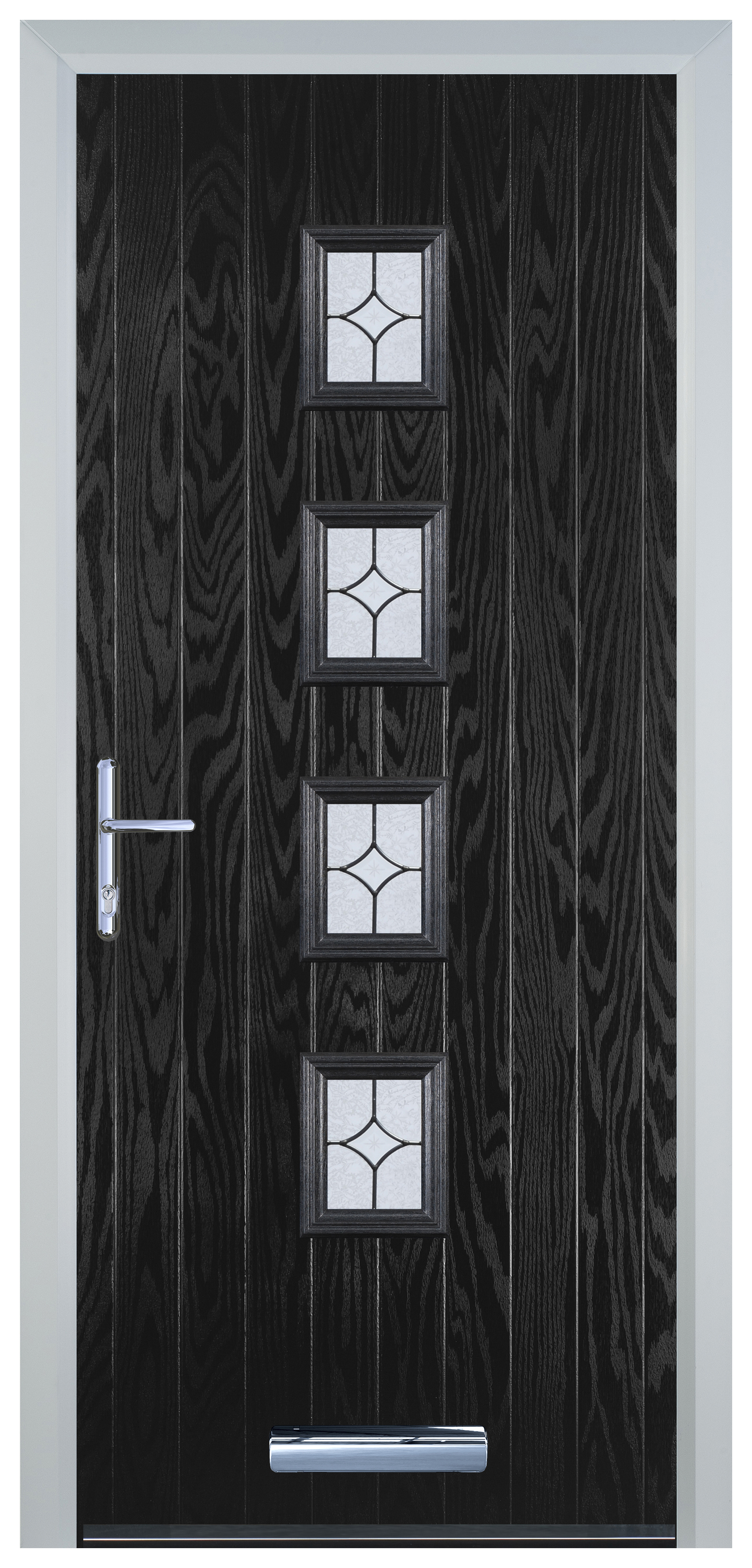 Door-Stop 4 Square Black Right Hand Composite Door with Flair Glass - 2100mm