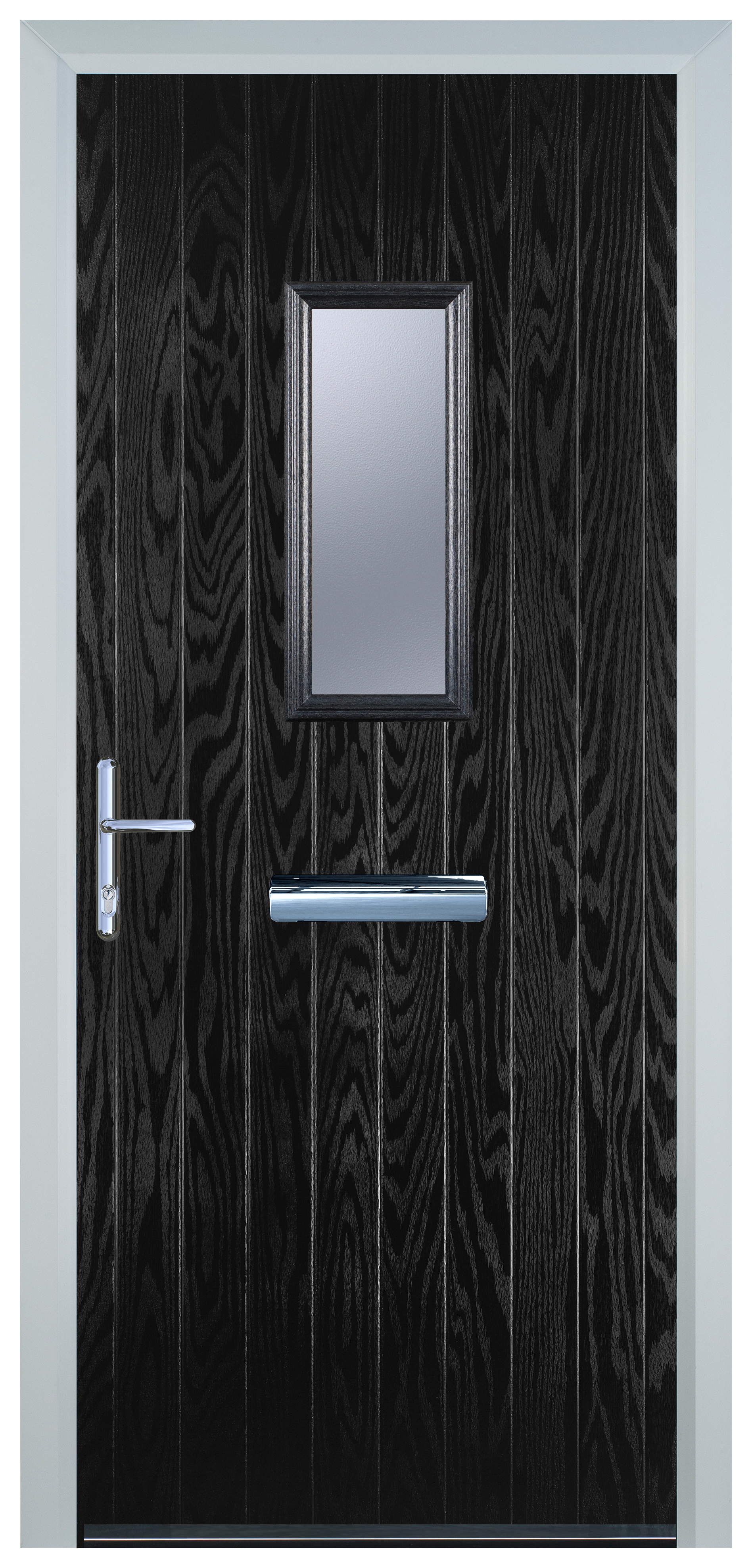 Door-Stop 1 Square Black Right Hand Composite Door - 2100mm