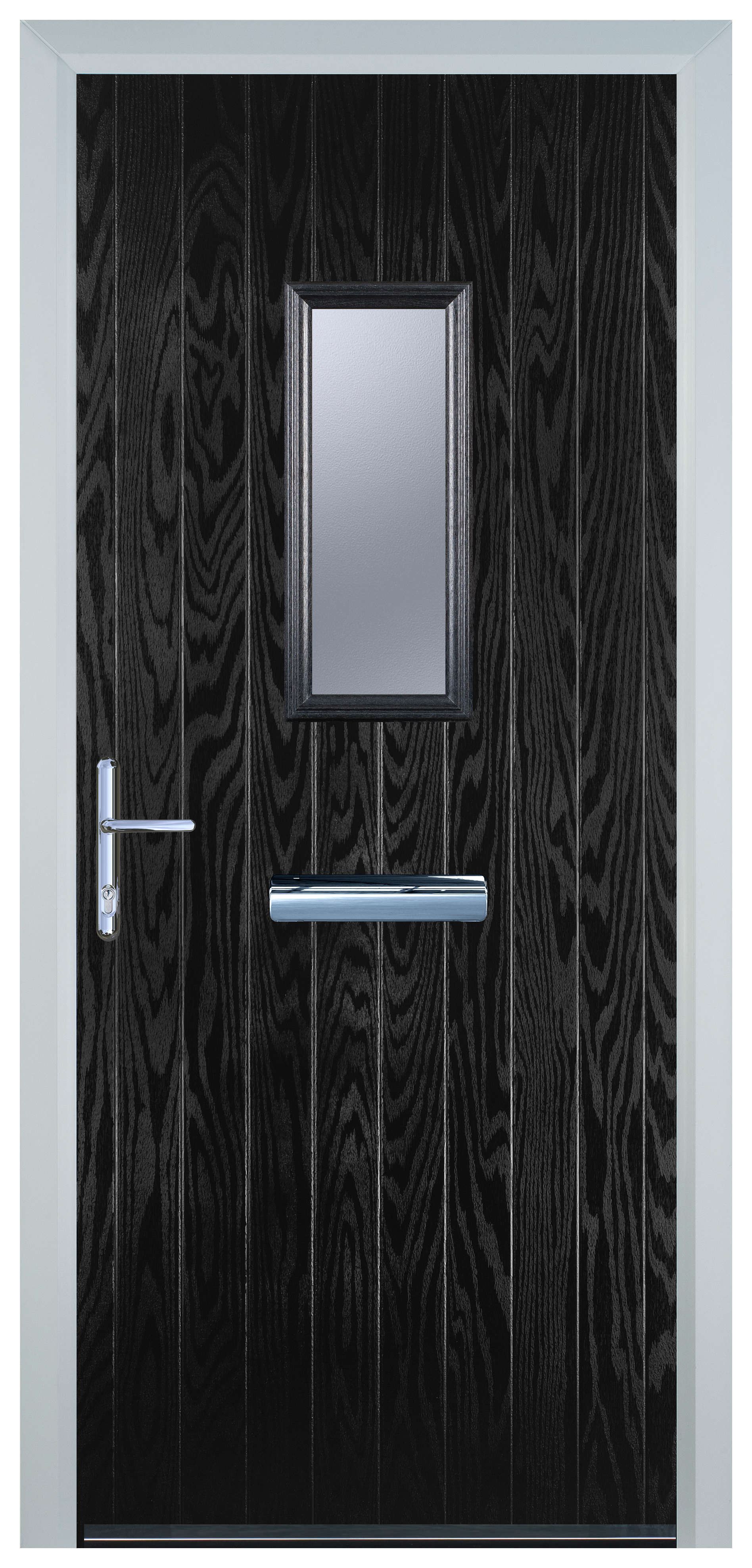 Door-Stop 1 Square Black Right Hand GRP Composite Door - 2100mm