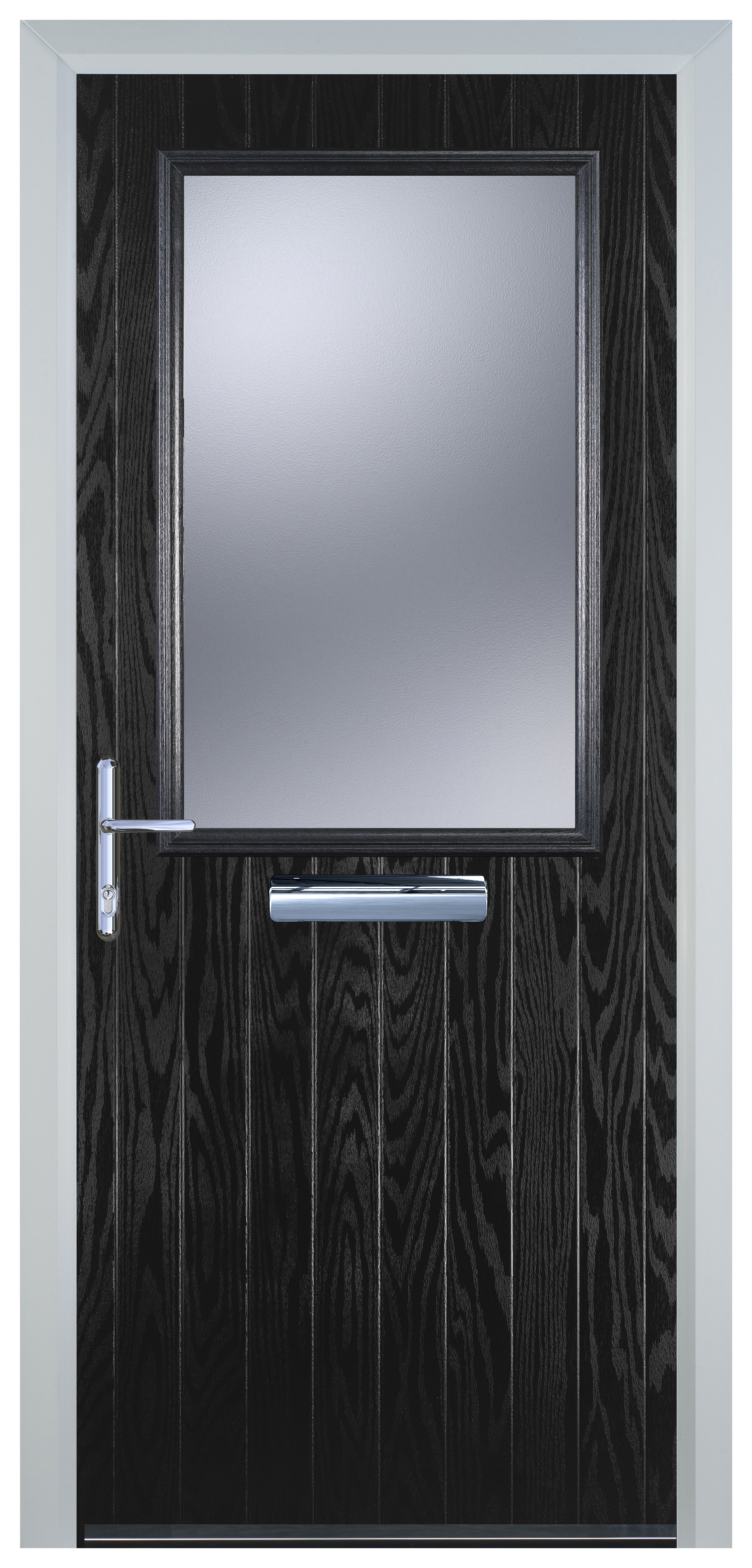 Door-Stop Cottage Half Glazed Black Right Hand Composite Door - 2100mm