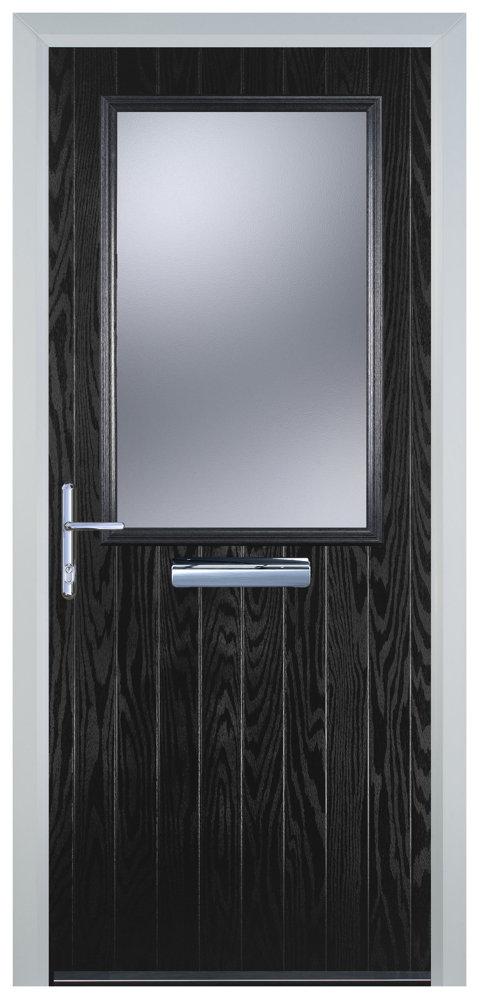 Door-Stop Cottage Half Glazed Black Right Hand GRP Composite Door - 2100mm
