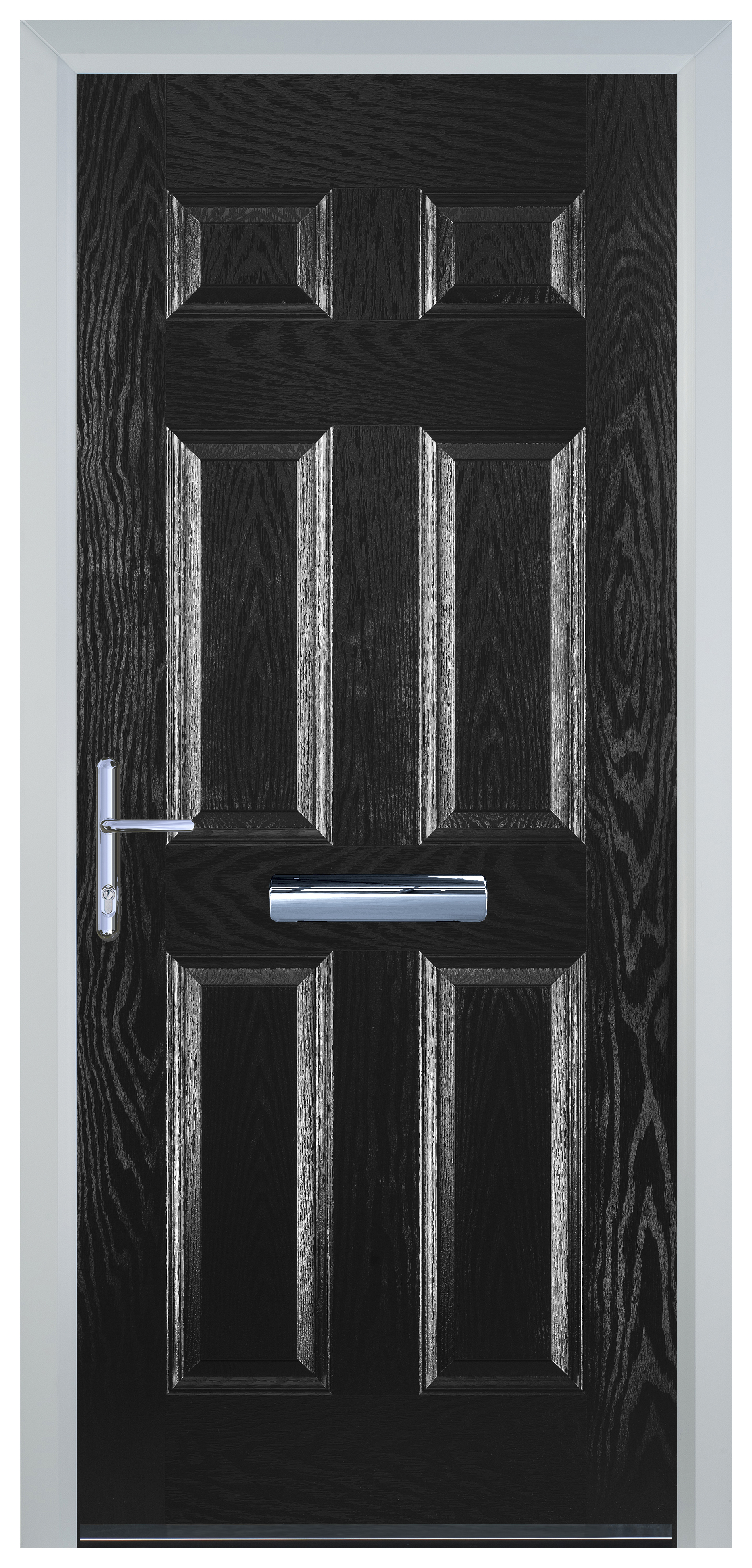 Door-Stop 6 Panel Black Right Hand Composite Door - 2100mm