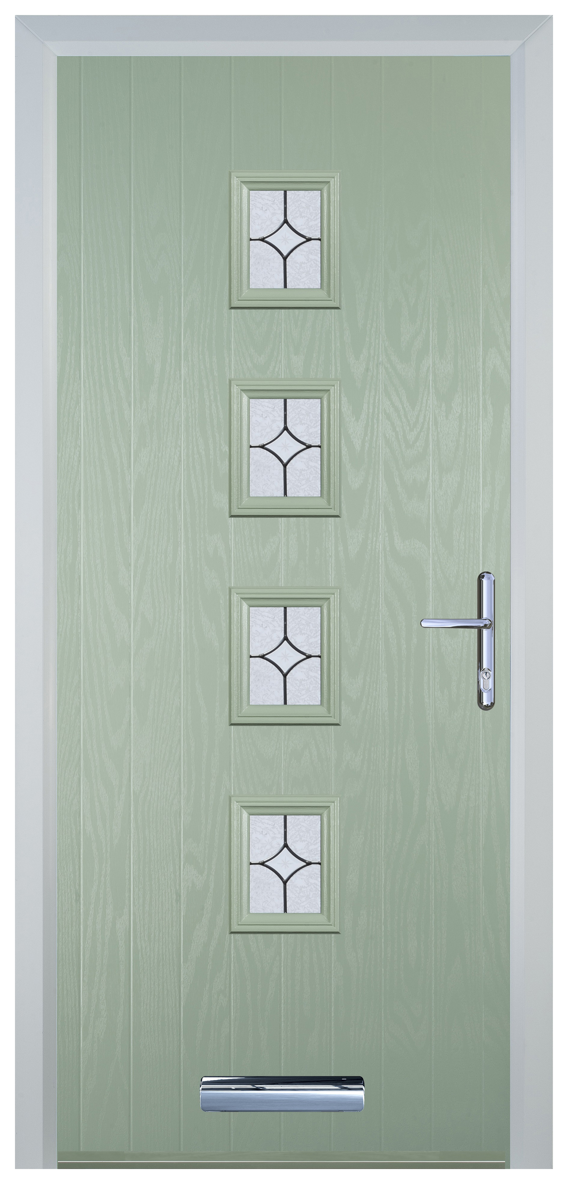 Door-Stop 4 Square Chartwell Green Left Hand Composite Door with Flair Glass - 2100mm