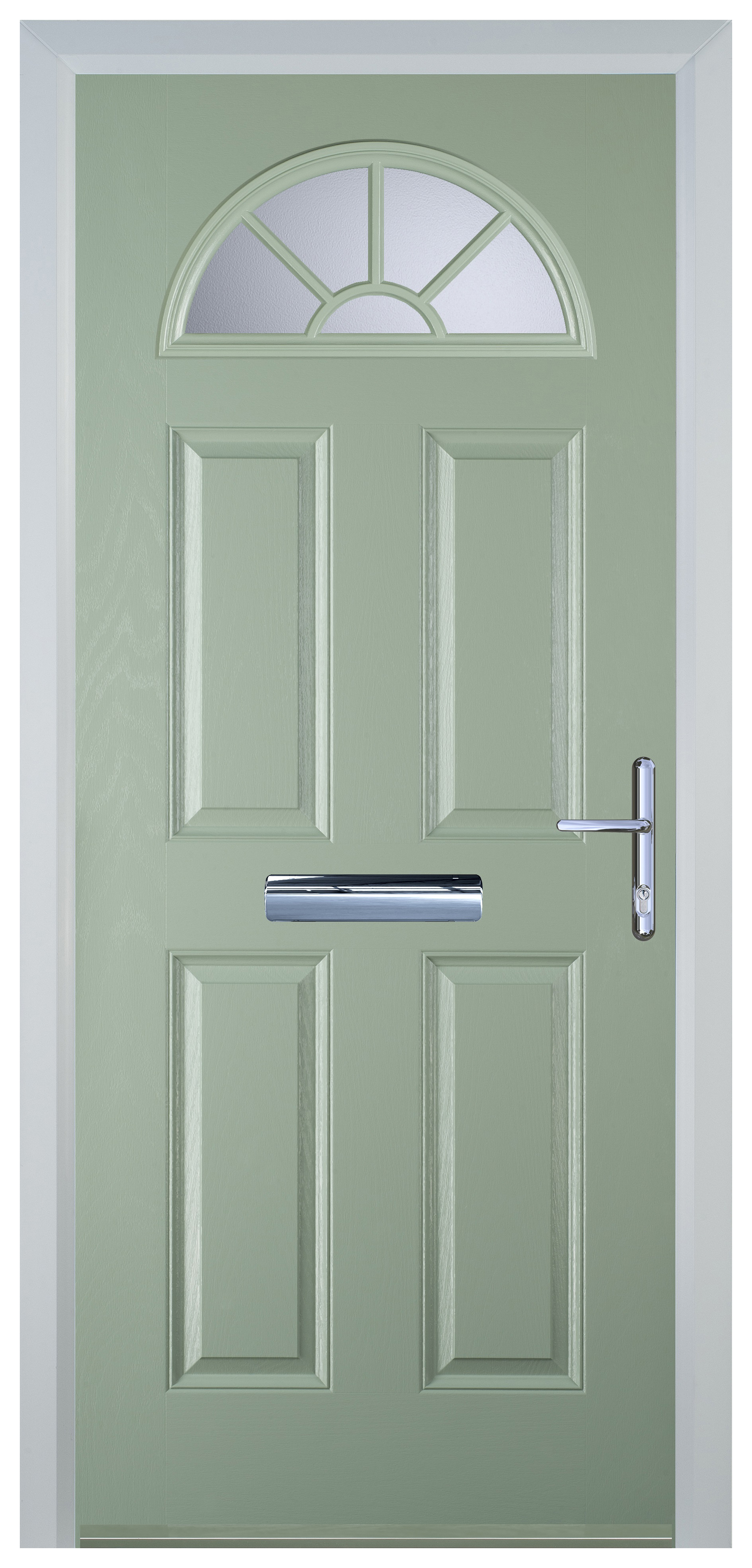 Door-Stop 4 Panel Sunburst Chartwell Green Left Hand GRP Composite Door - 840 x 2100mm