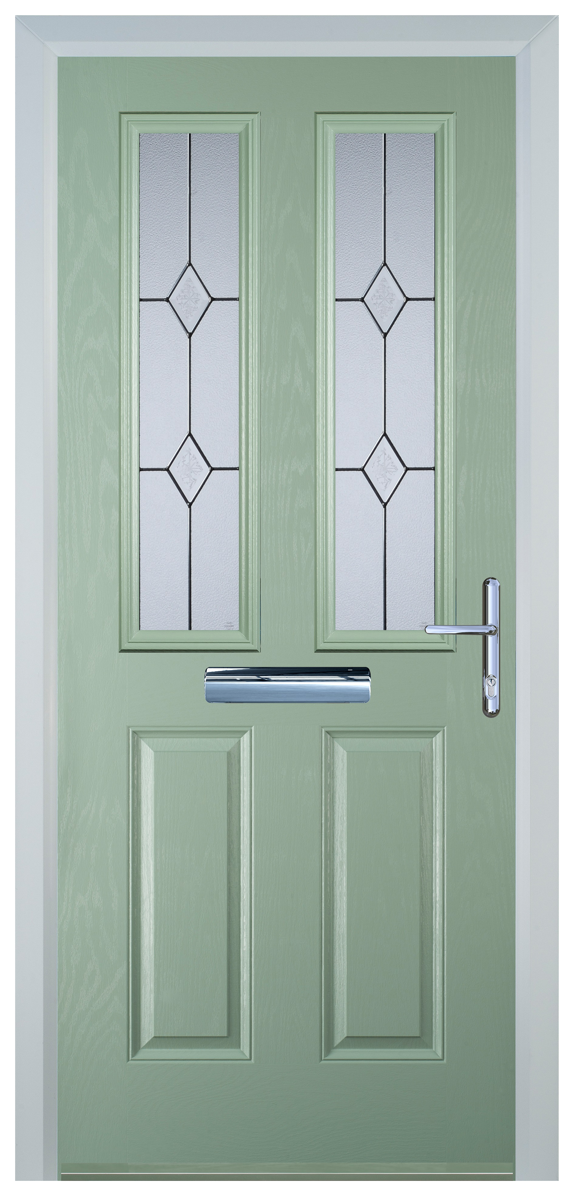 Door-Stop 2 Panel 2 Square Chartwell Green Left Hand GRP Composite Door - 2100mm