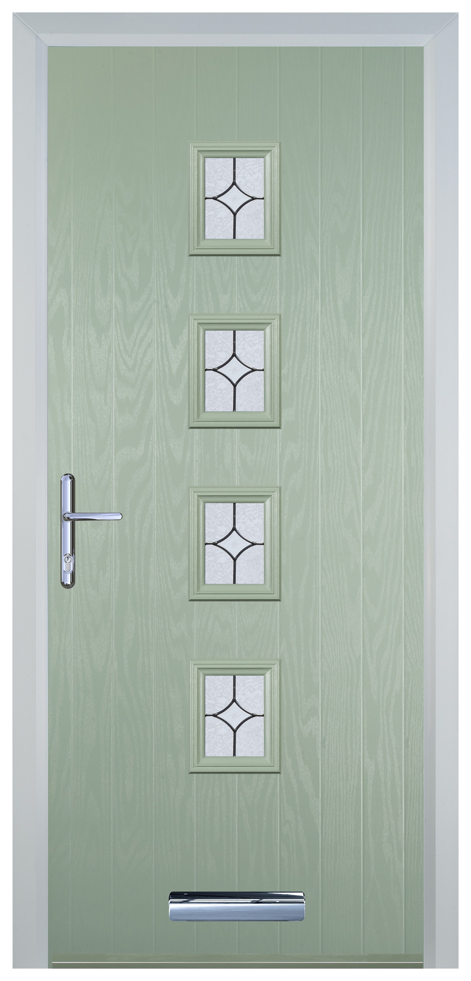 Door-Stop 4 Square Chartwell Green Right Hand Composite Door with Flair Glass - 2100mm