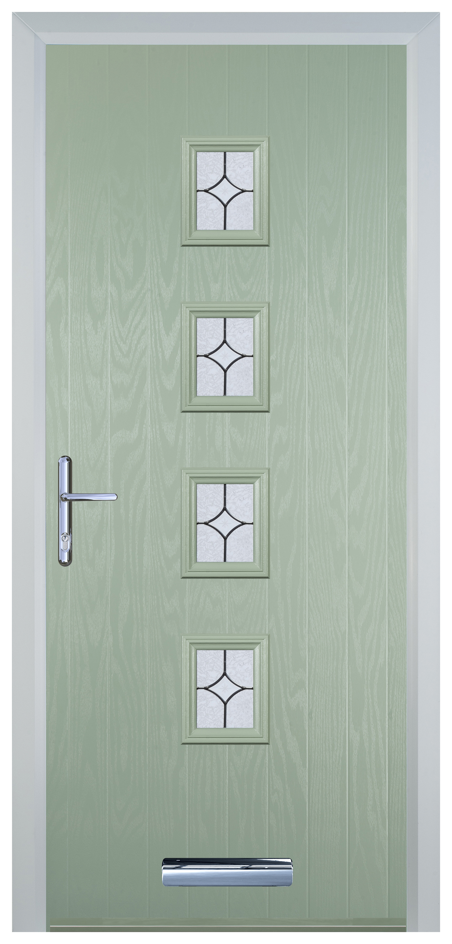 Door-Stop 4 Square Chartwell Green Right Hand GRP Composite Door with Flair Glass - 2100mm