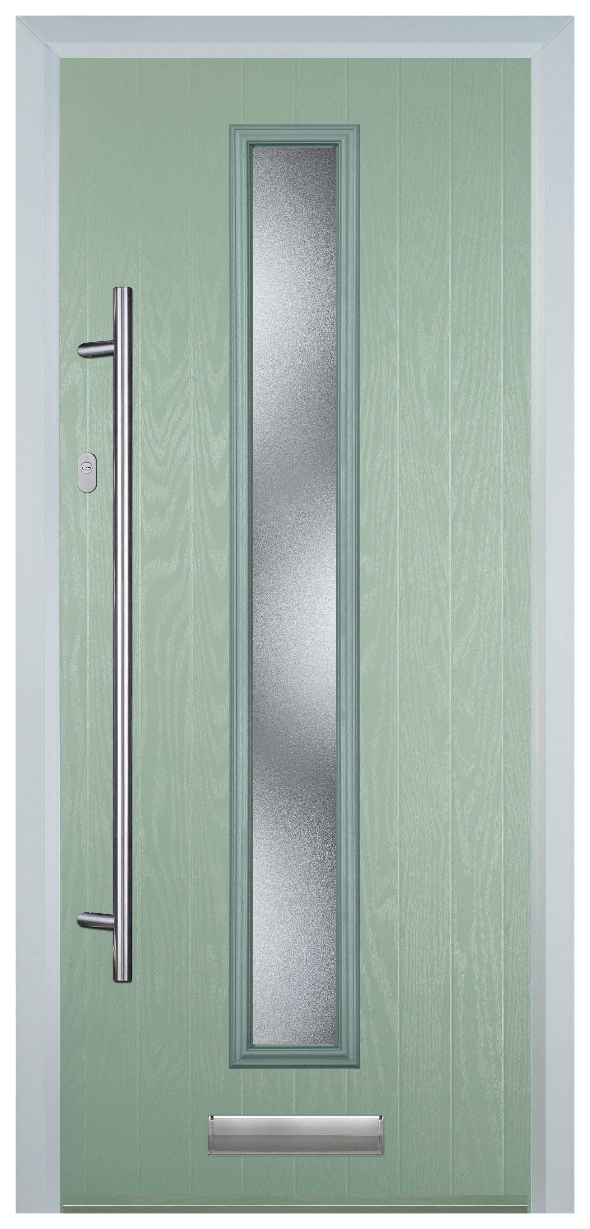 Door-Stop Cottage Chartwell Green Right Hand GRP Composite Door with Long Narrow Glazing - 2100mm