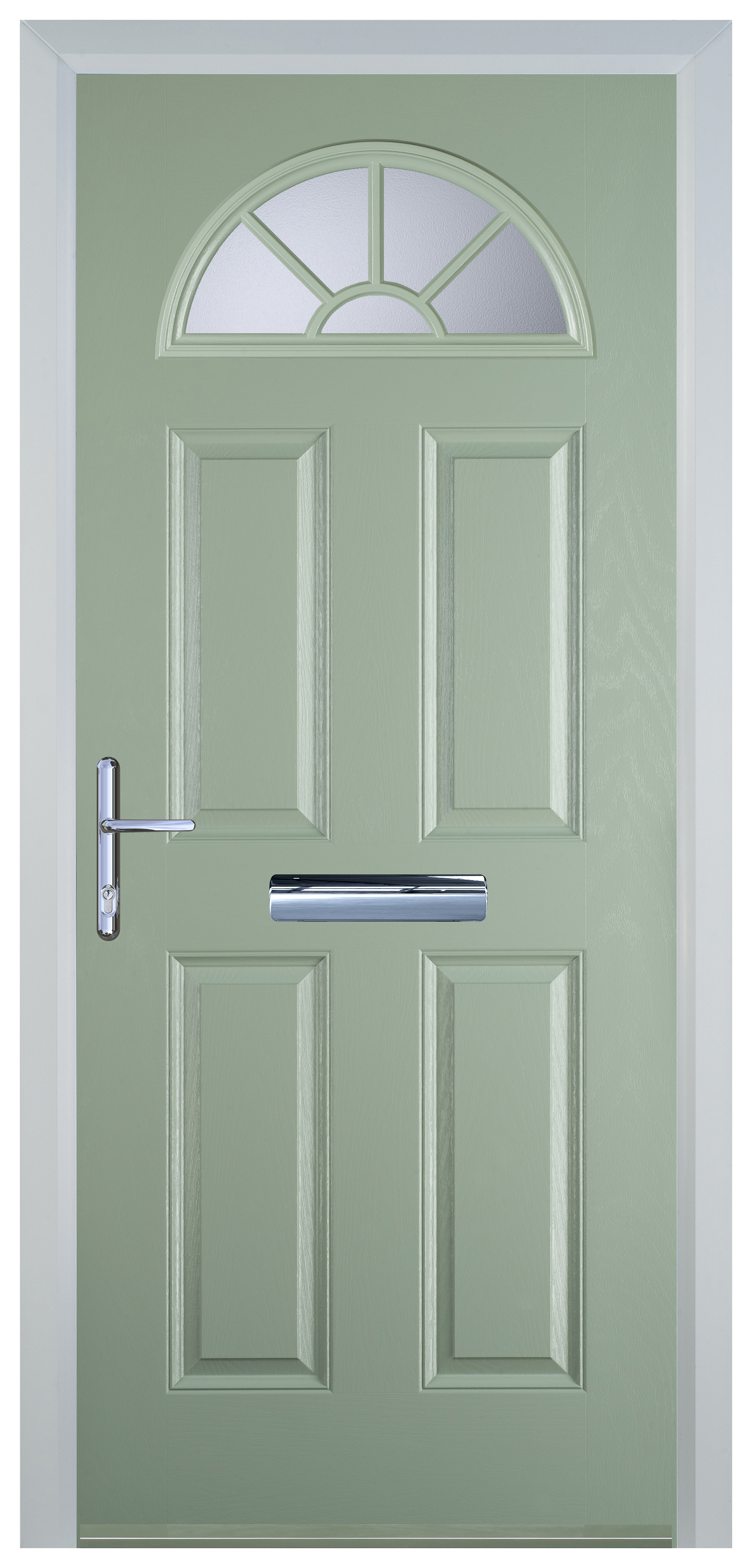 Door-Stop 4 Panel Sunburst Chartwell Green Right Hand GRP Composite Door - 2100mm
