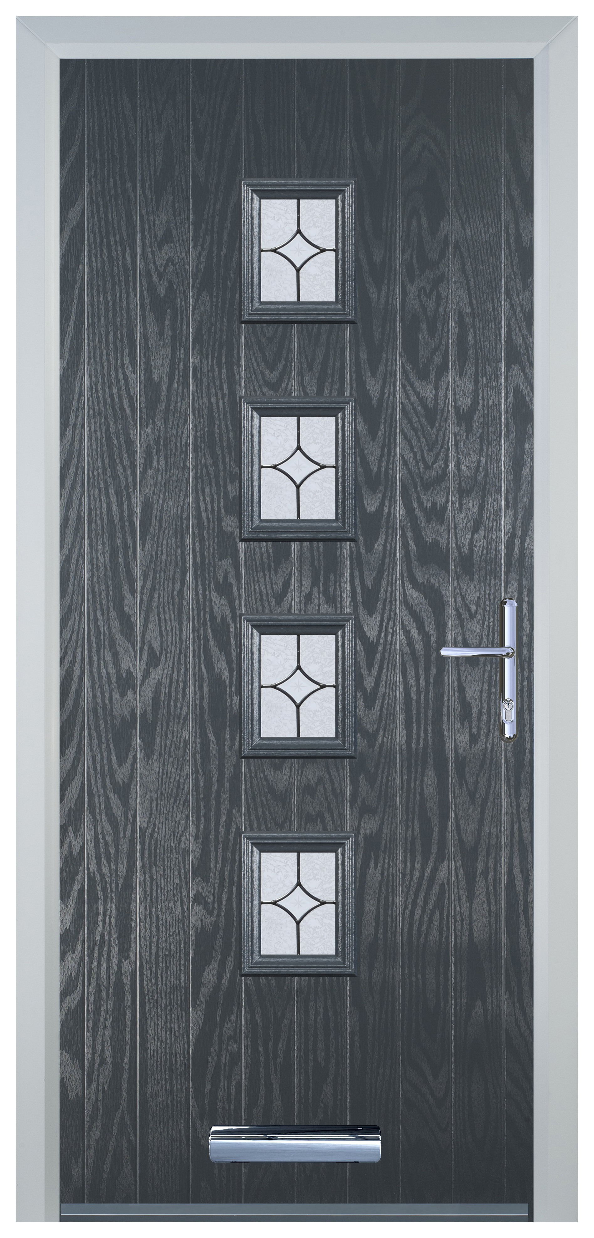 Door-Stop 4 Square Anthracite Grey Left Hand GRP Composite Door with Flair Glass - 2100mm