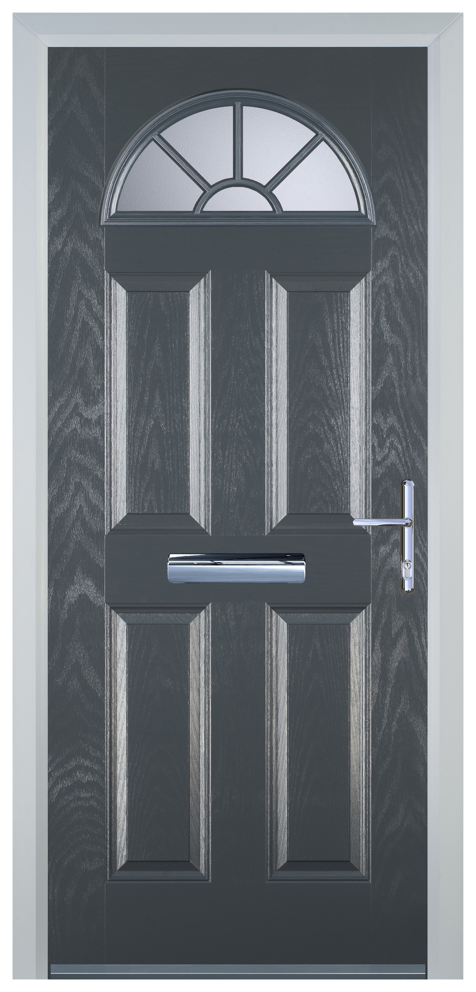 Door-Stop 4 Panel Sunburst Anthracite Grey Left Hand GRP Composite Door - 2100mm