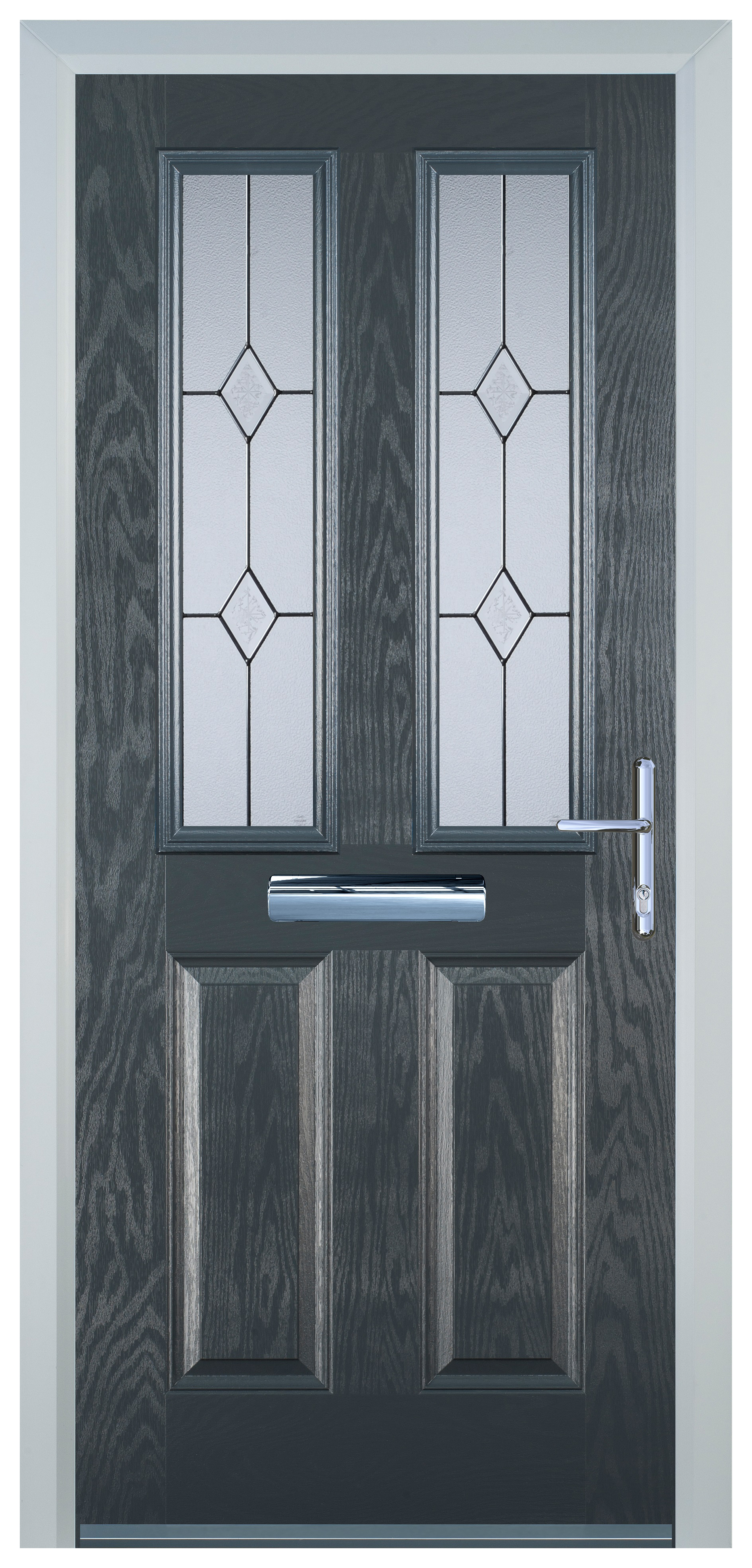 Door-Stop 2 Panel 2 Square Anthracite Grey Left Hand GRP Composite Door - 2100mm
