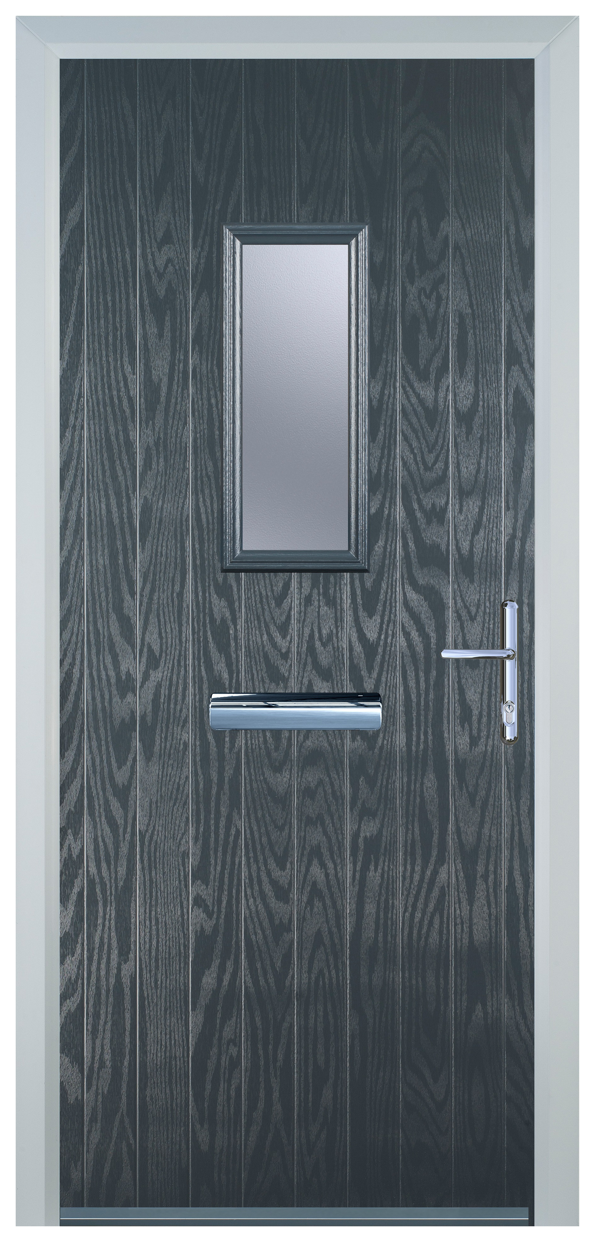 Door-Stop 1 Square Anthracite Grey Left Hand GRP Composite Door - 2100mm
