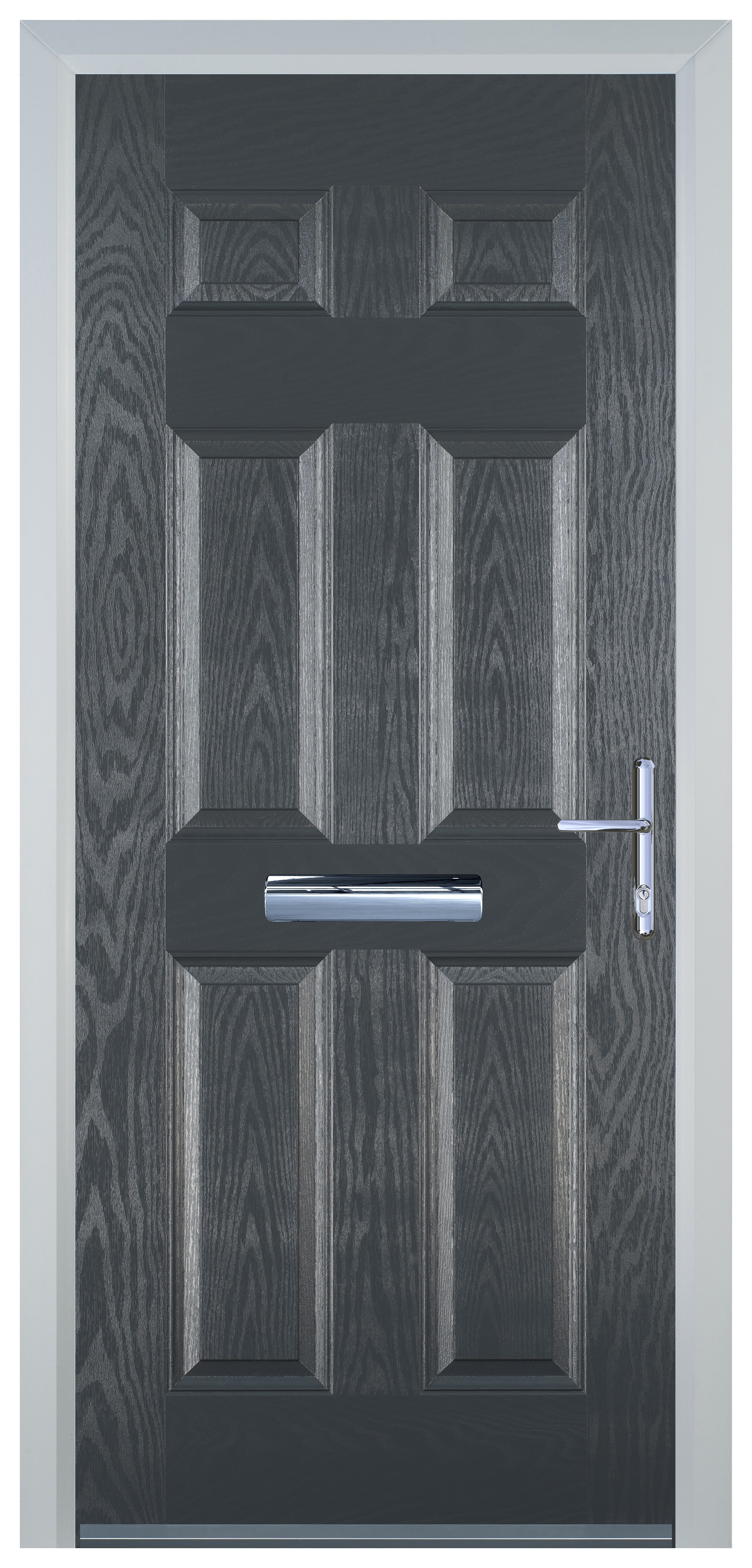 Door-Stop 6 Panel Anthracite Grey Left Hand Composite Door - 2100mm