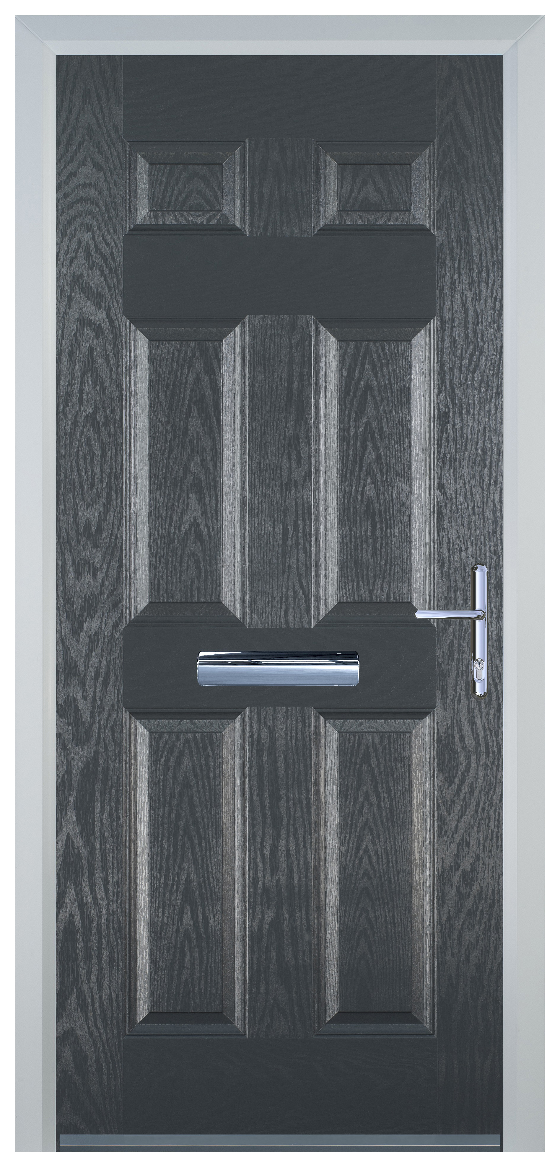 Door-Stop 6 Panel Anthracite Grey Left Hand GRP Composite Door - 2100mm