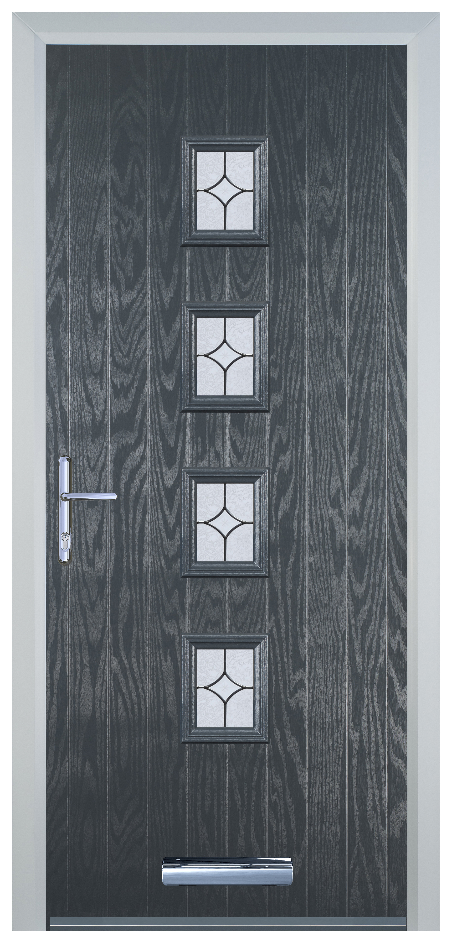 Door-Stop 4 Square Anthracite Grey Right Hand Composite Door with Flair Glass - 2100mm
