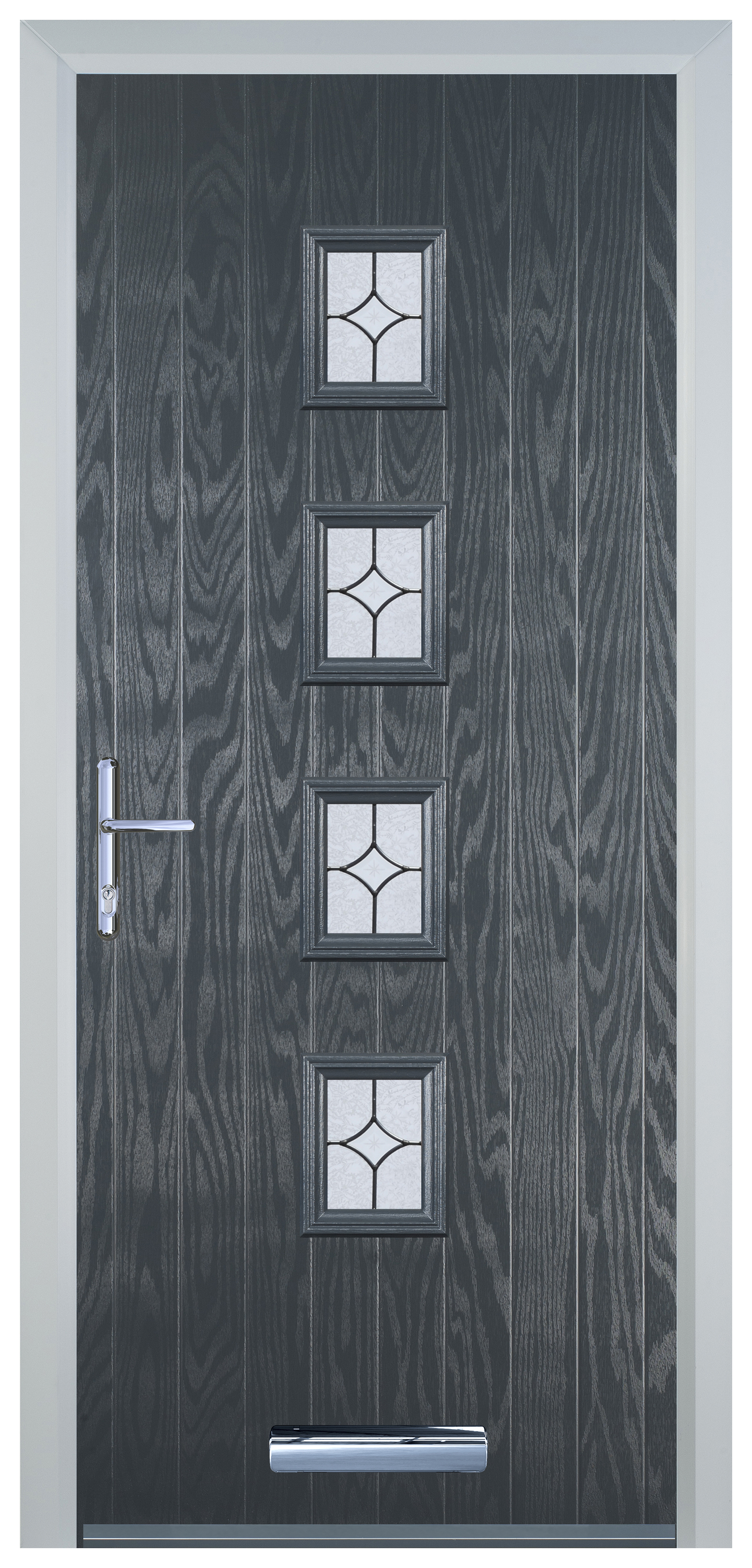 Door-Stop 4 Square Anthracite Grey Right Hand GRP Composite Door with Flair Glass - 2100mm