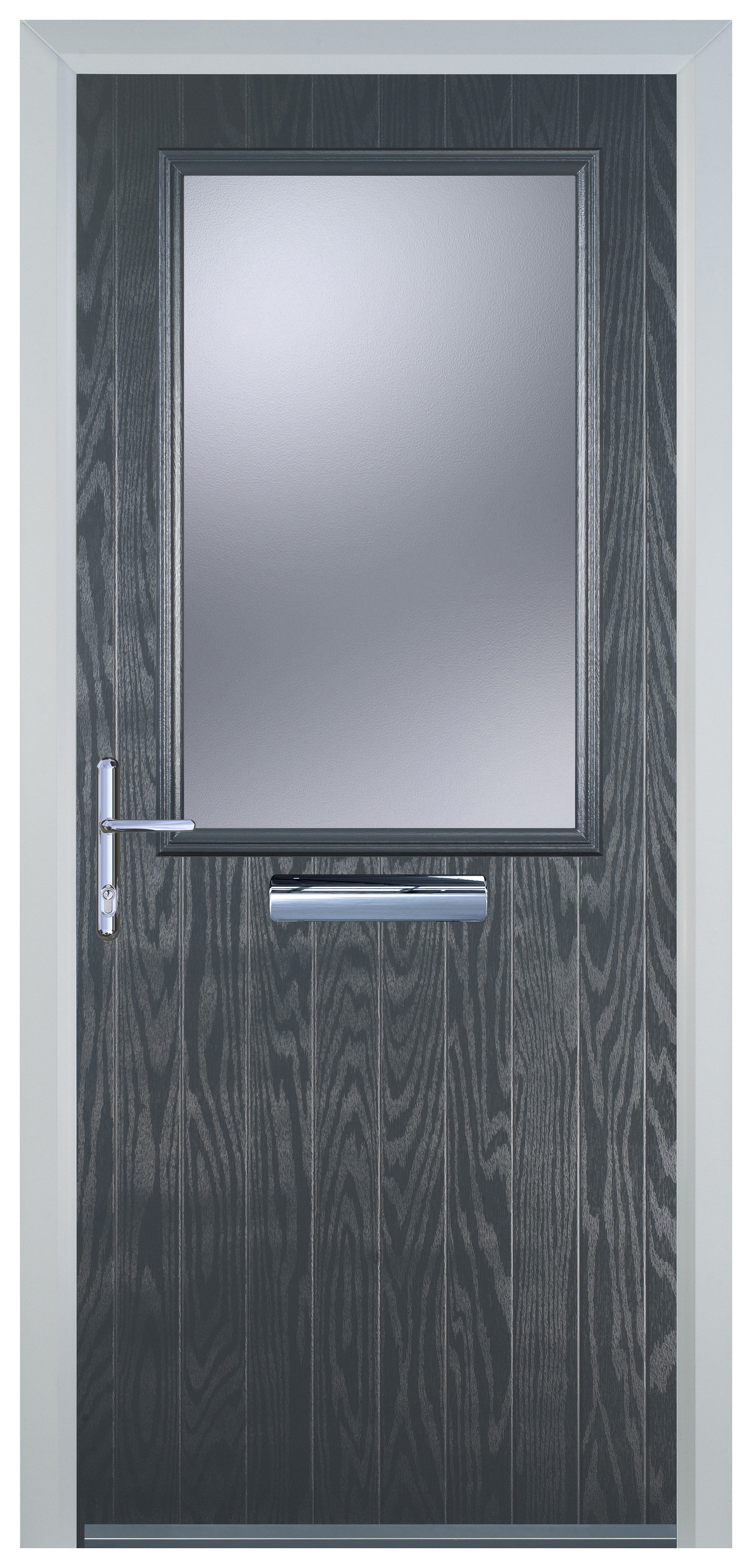 Door-Stop Cottage Half Glazed Anthracite Grey Right Hand GRP Composite Door - 2100mm