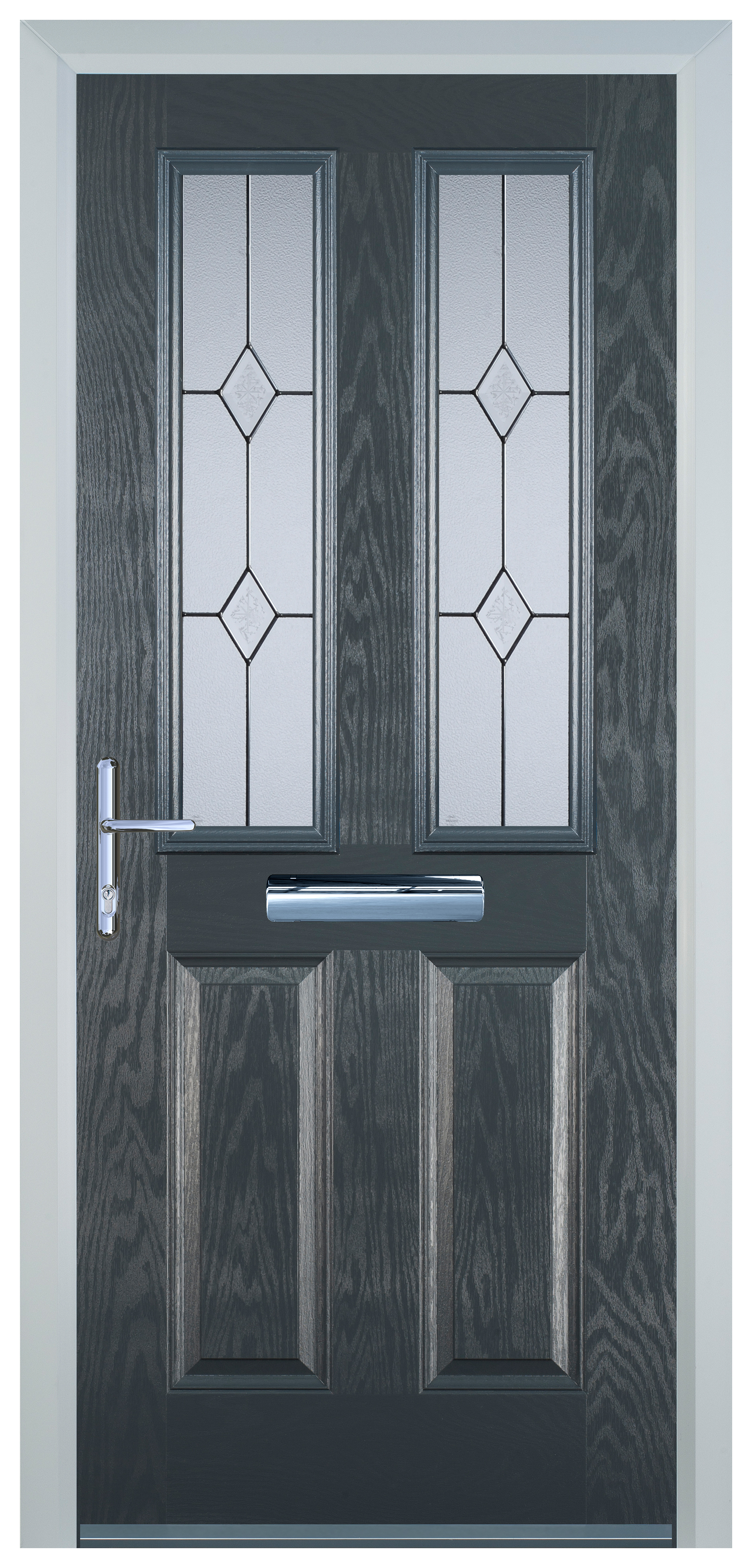 Door-Stop 2 Panel 2 Square Anthracite Grey Right Hand Composite Door - 2100mm